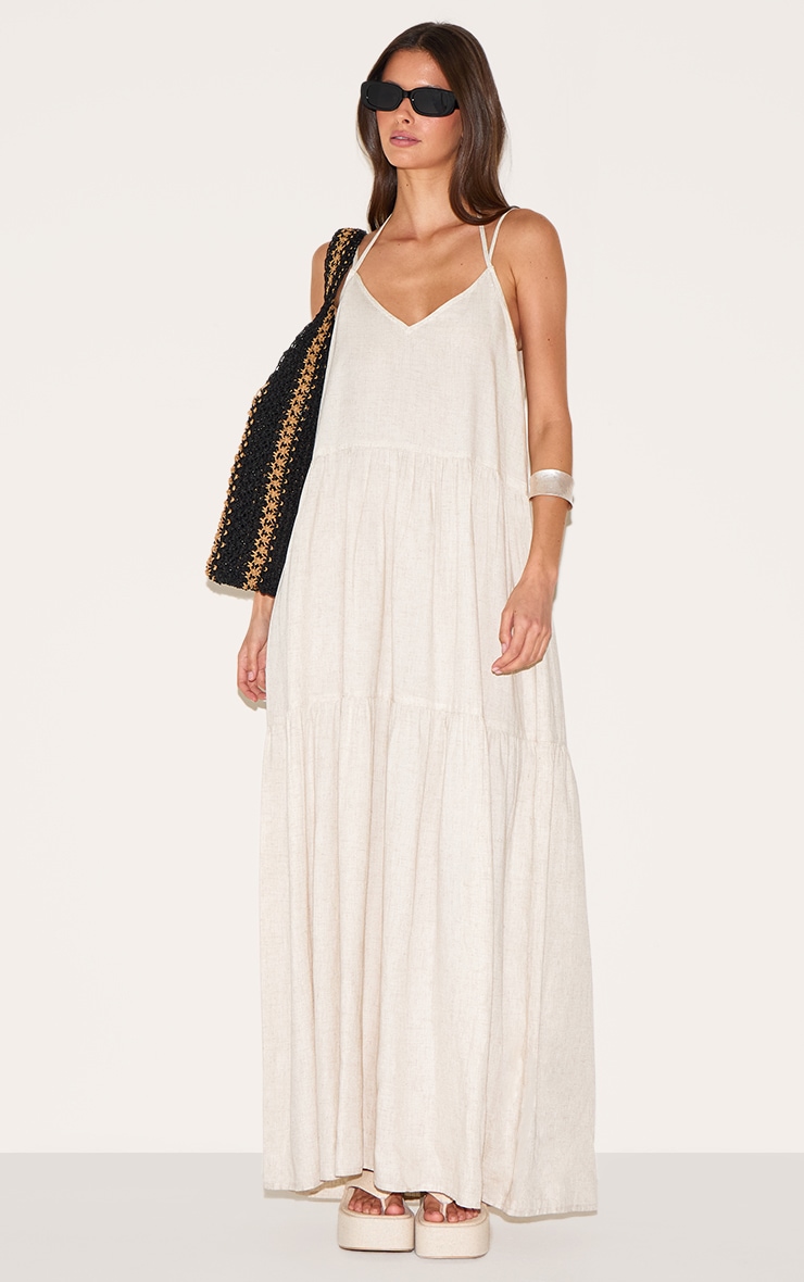 Robe longue non colorée froncée à bretelles fines image 3