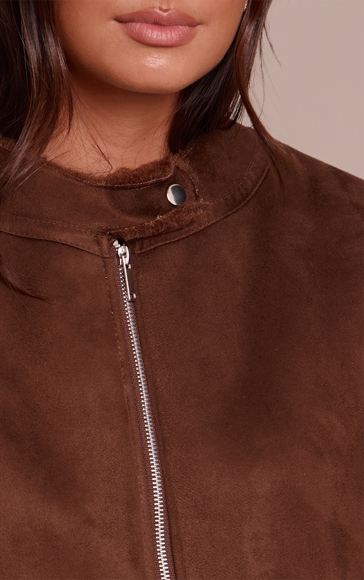 Chocolate Borg Lining Faux Suede Vest image 4