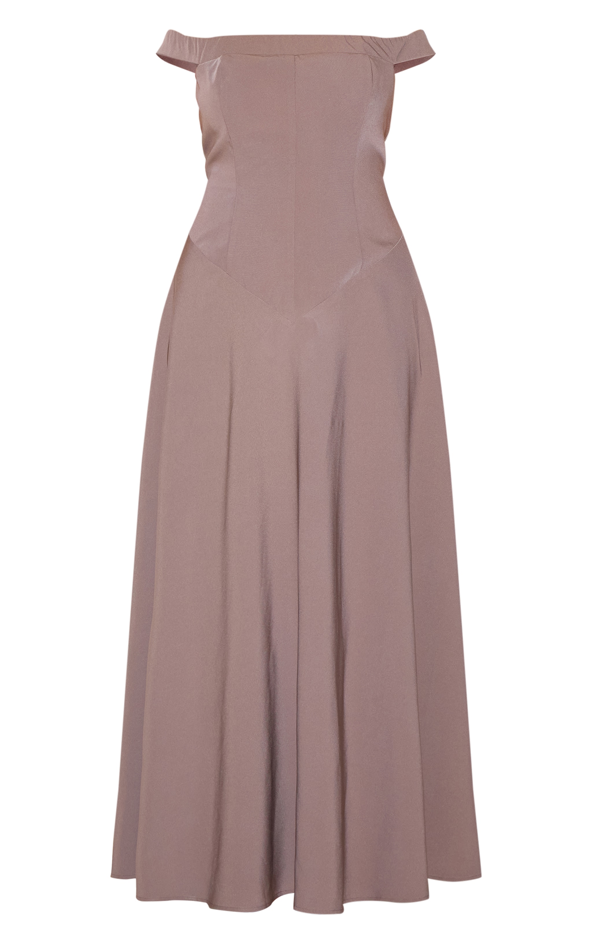 Plus Mushroom Structured Bardot V Waist Maxi Dress image 5