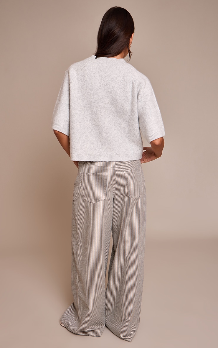 Khaki Pinstripe High Waist Denim Jeans image 3