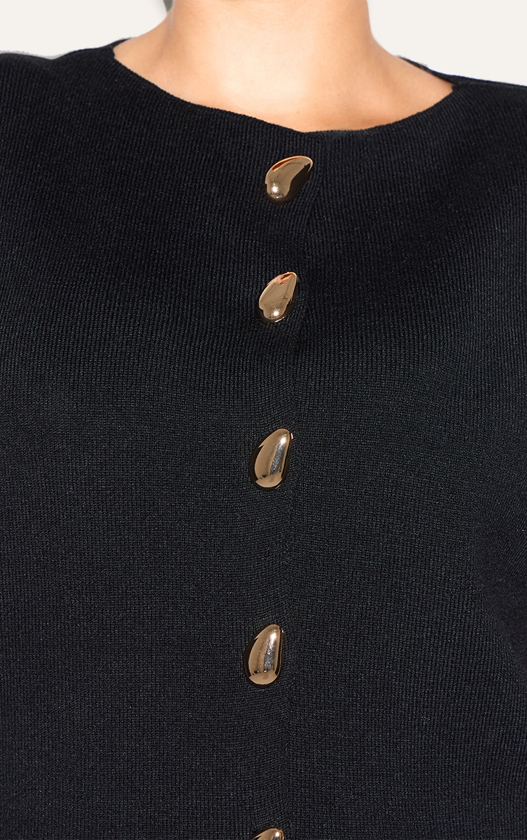 Plus Black Compact Knit Button Up Vest image 4