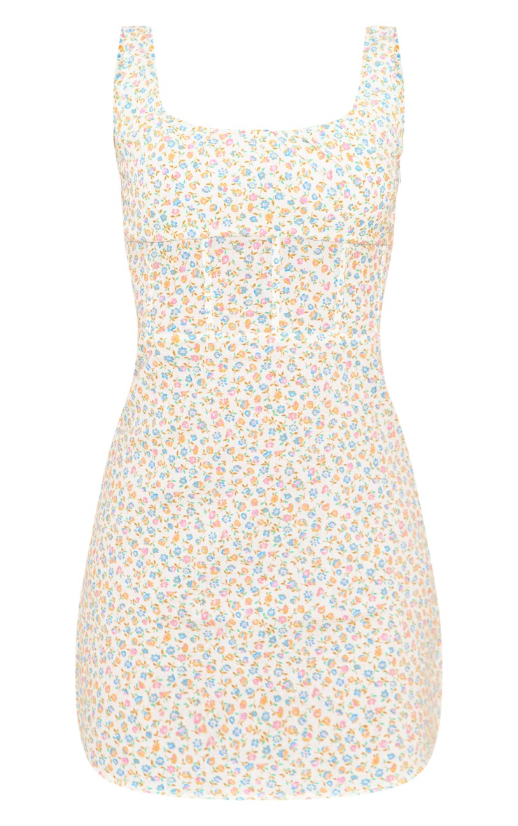 Robe corset moulante en effet lin fleuri multicolore image 5