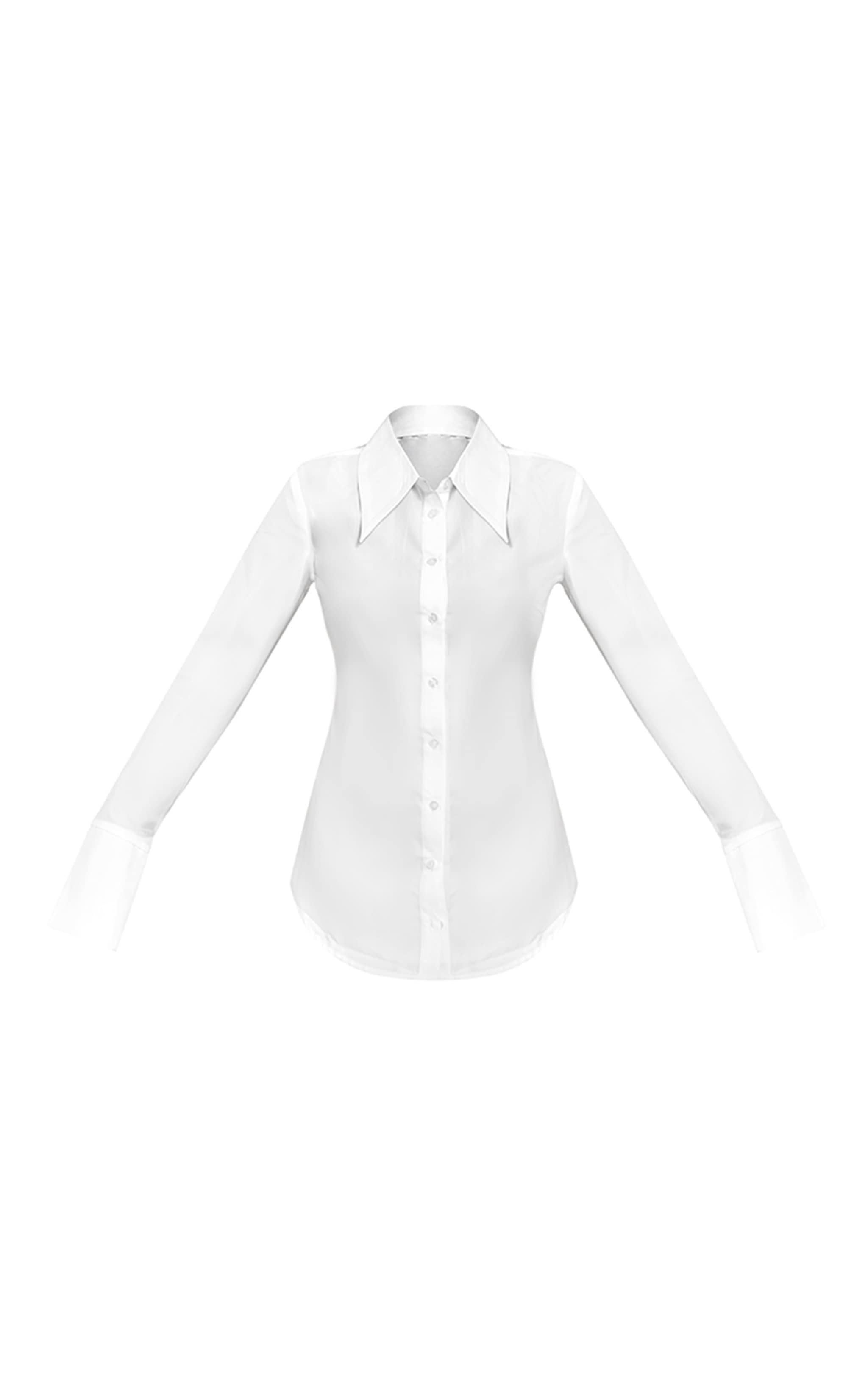 PLT Label White Oversized Collar Button Down Fitted Shirt image 5