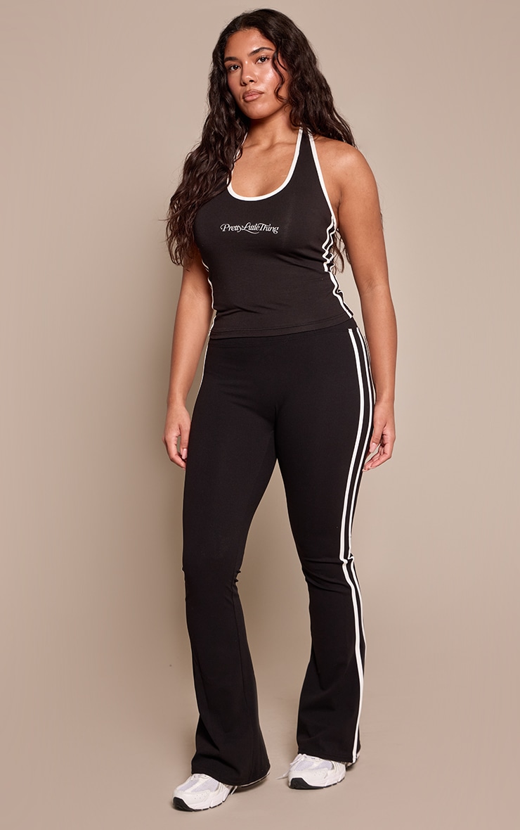 Shape Black Sculpt Contrast Waistband Stripe Flared Leggings image 1