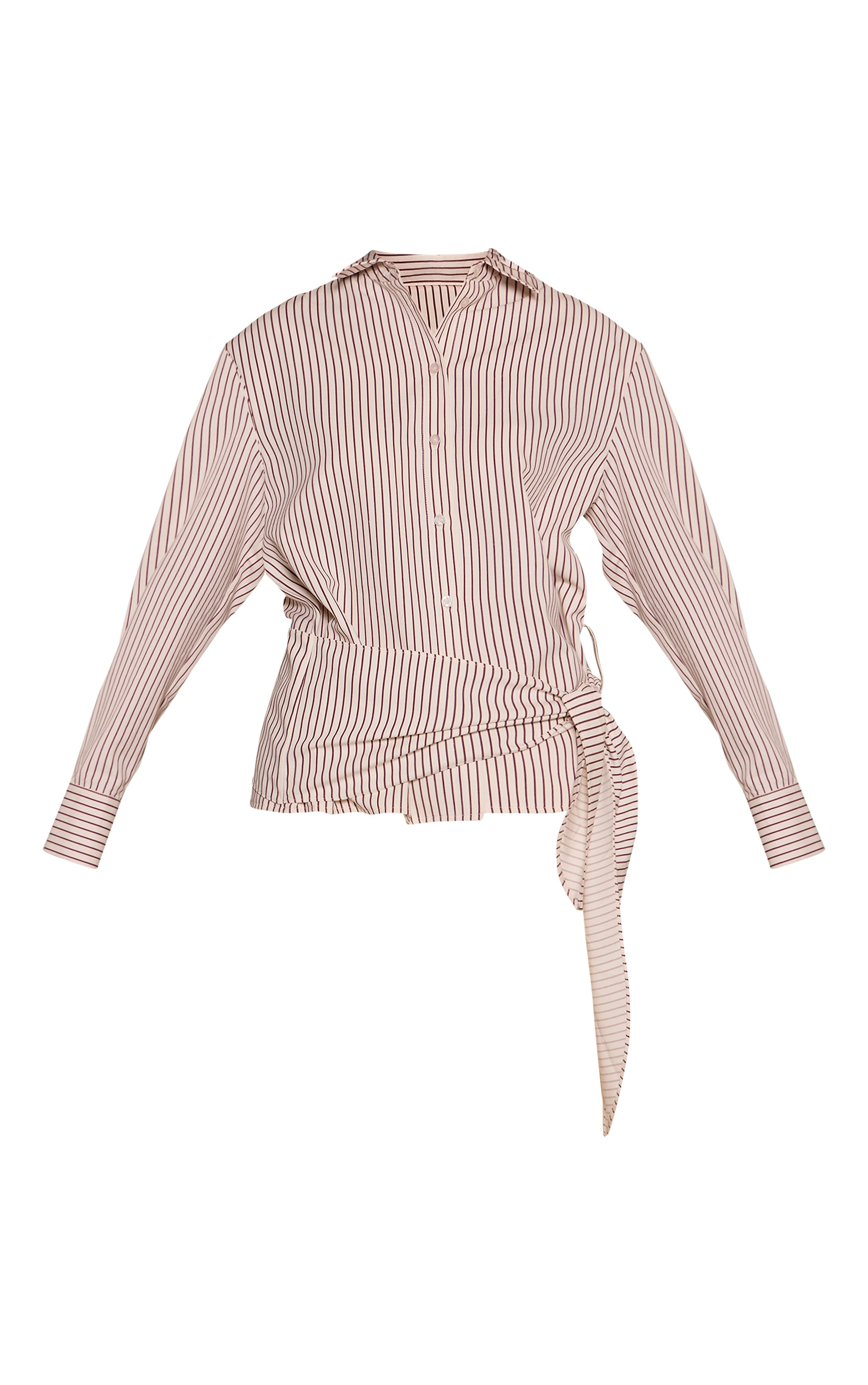 Cream Stripe Oversized Wrap Waist Shirt image 5