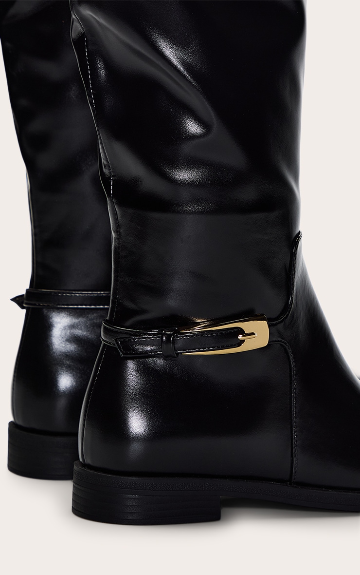Black Patent Buckled Over The Knee Flat Boot image 5