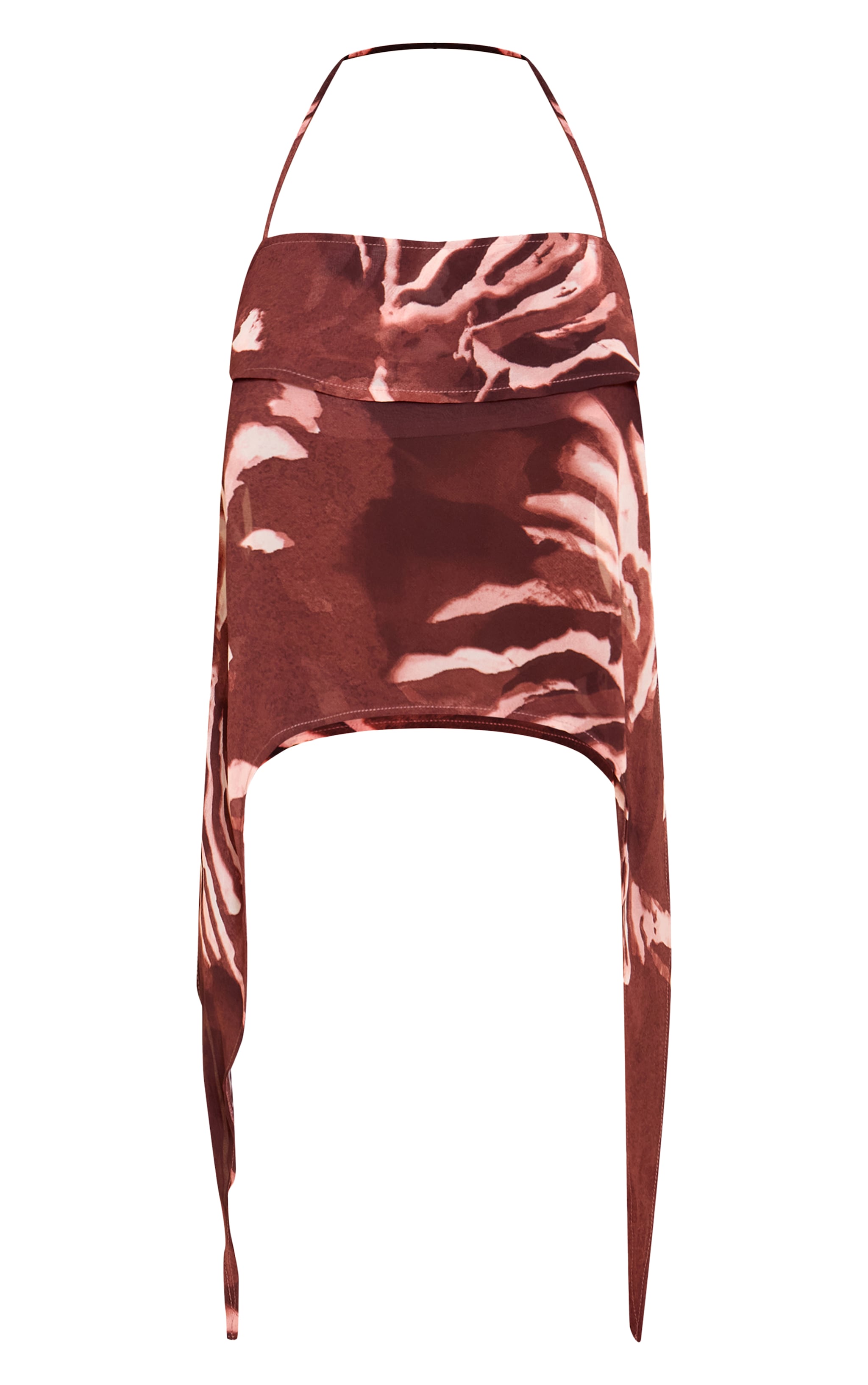 Brown Chiffon Floral Halterneck Strappy Top image 5