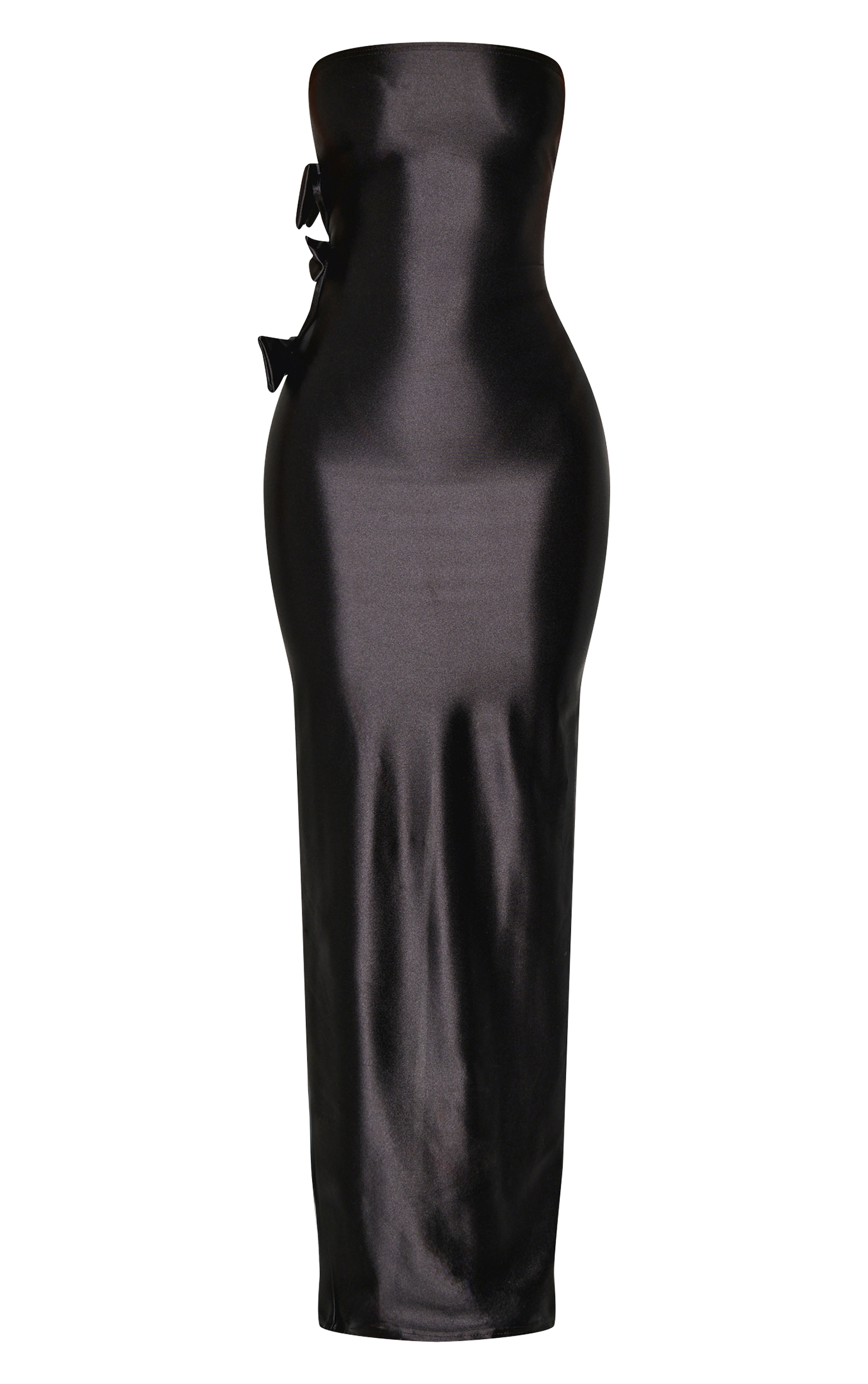 Petite Robe bustier longue noire à détail noeud image 5