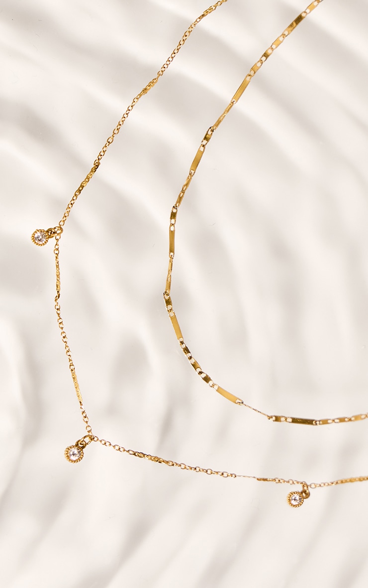 Gold Water Resistant Dainty Layered Necklace image 3