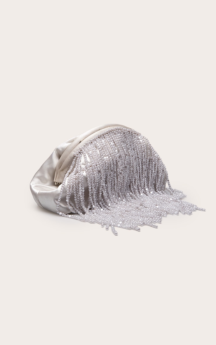 Ivory Tassel Bead Clutch Bag image 3