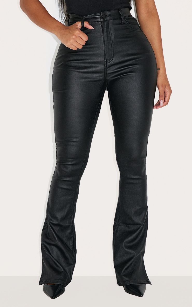 Shape Pantalon flare en jean effet enduit noir à ourlets fendus image 2
