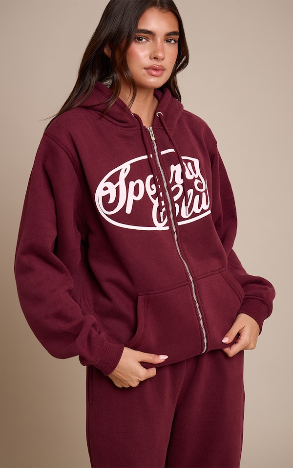 Wine Sports Club Cotton Fleece Full Zip Hoodie