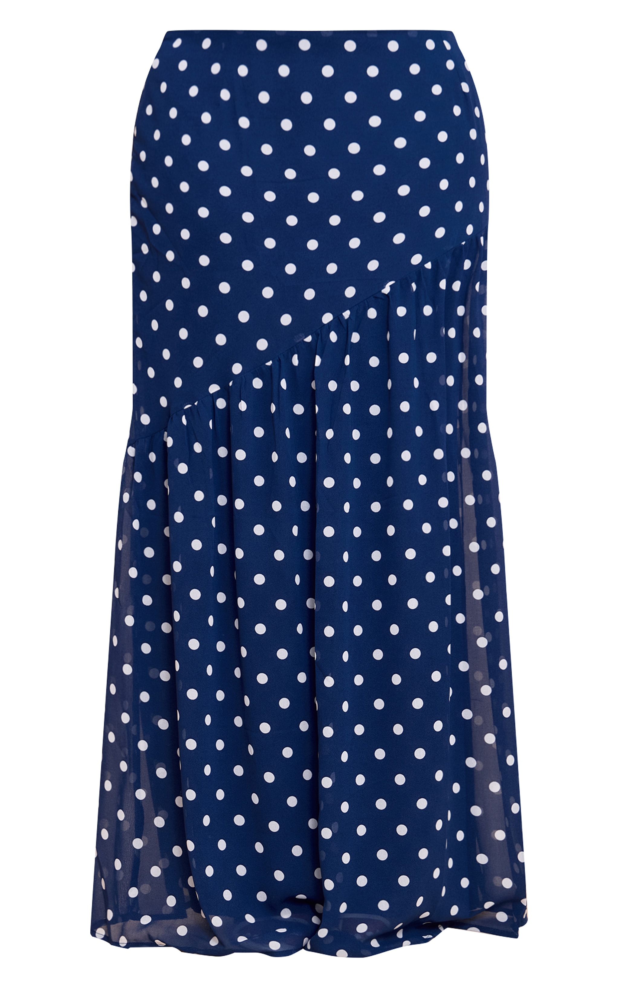 Plus Navy Polka Dot Asymmetric Maxi Skirt image 5