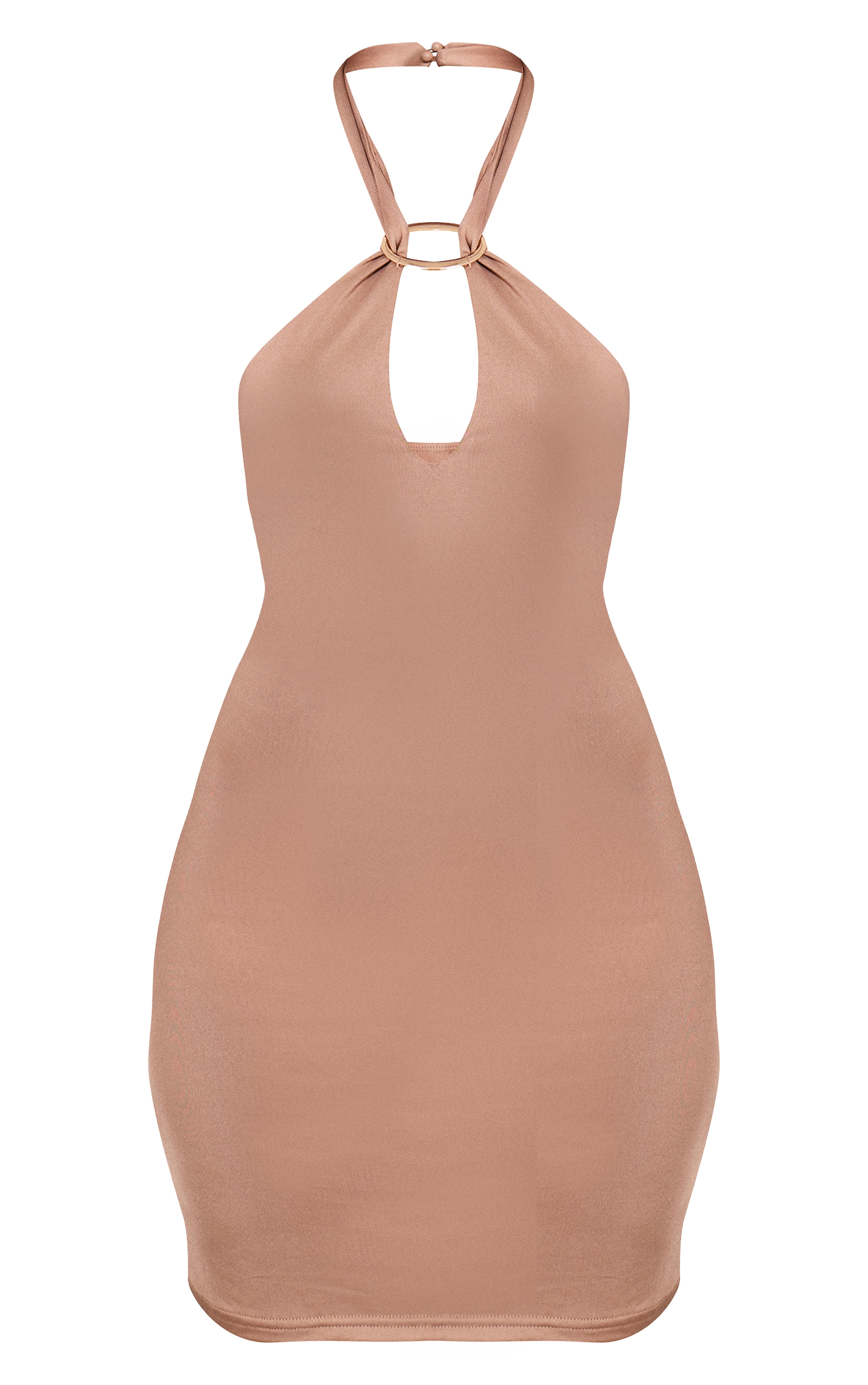 Taupe Soft Touch Trim Detail Mini Dress image 5