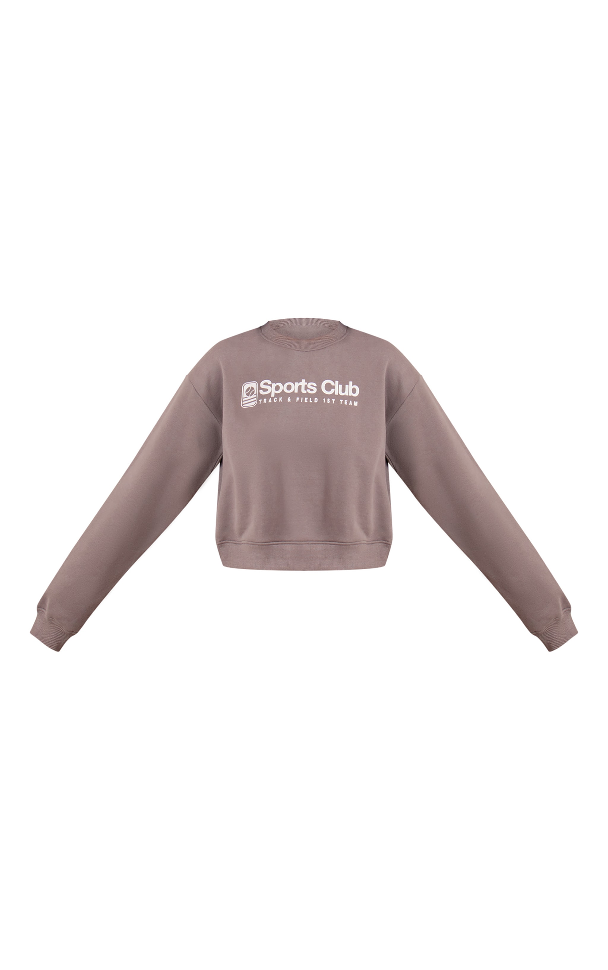 Tall Charcoal Sports Club Print Cropped Sweatshirt image 5