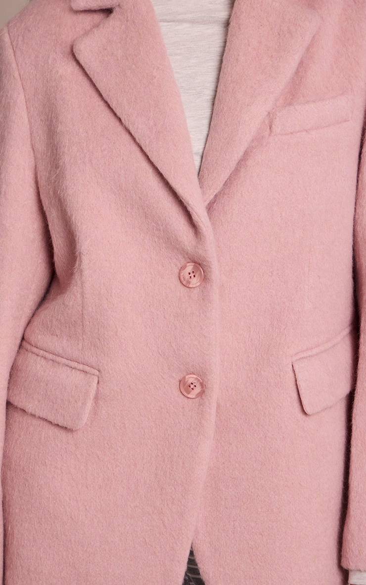 Pink Brushed Wool Look Oversized Blazer image 4