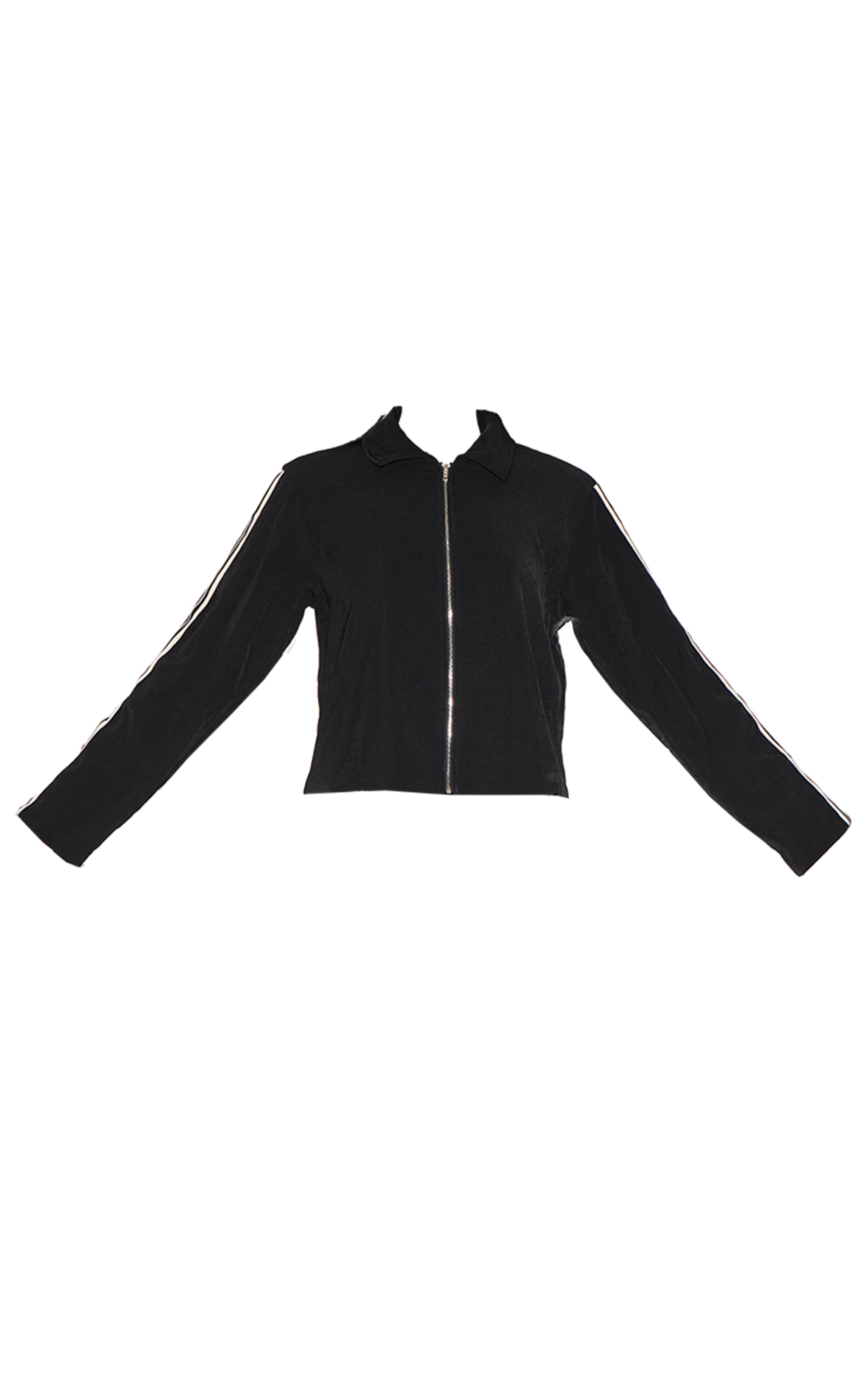 Veste courte tissée noire à rayures sur les côtés image 5