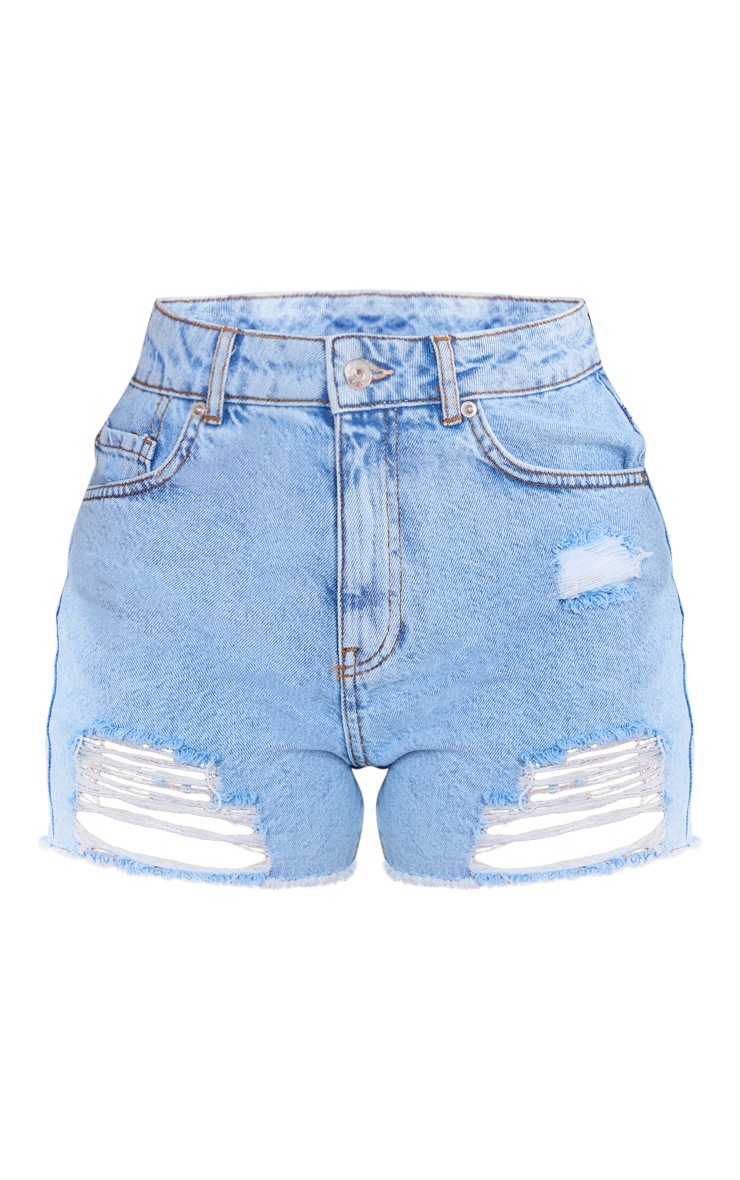 Vintage Label Rolled Hem Medium Wash Denim Shorts main image 1