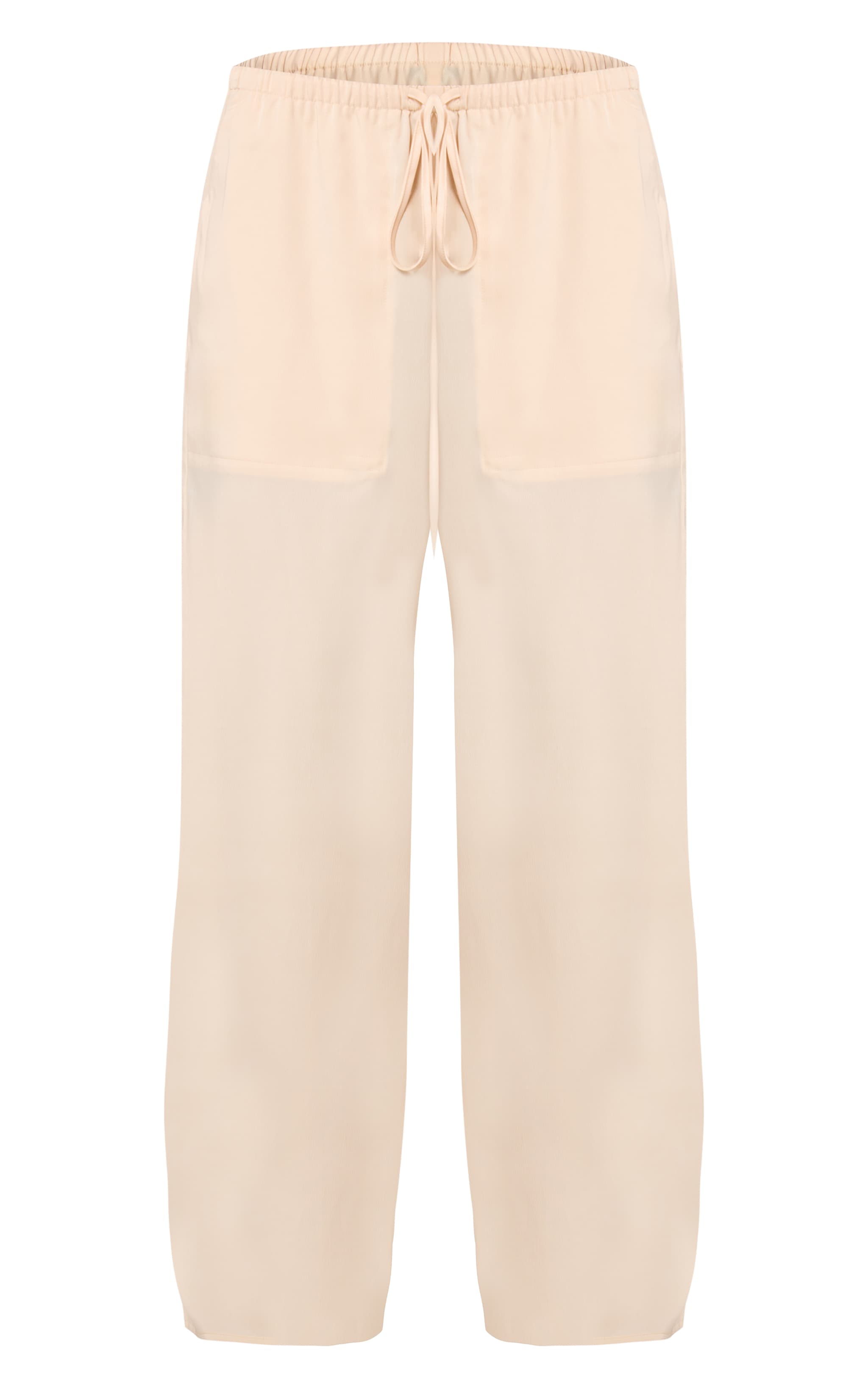 Pantalon Butter Cream matière satinée taille basse large à cordon de serrage image 5