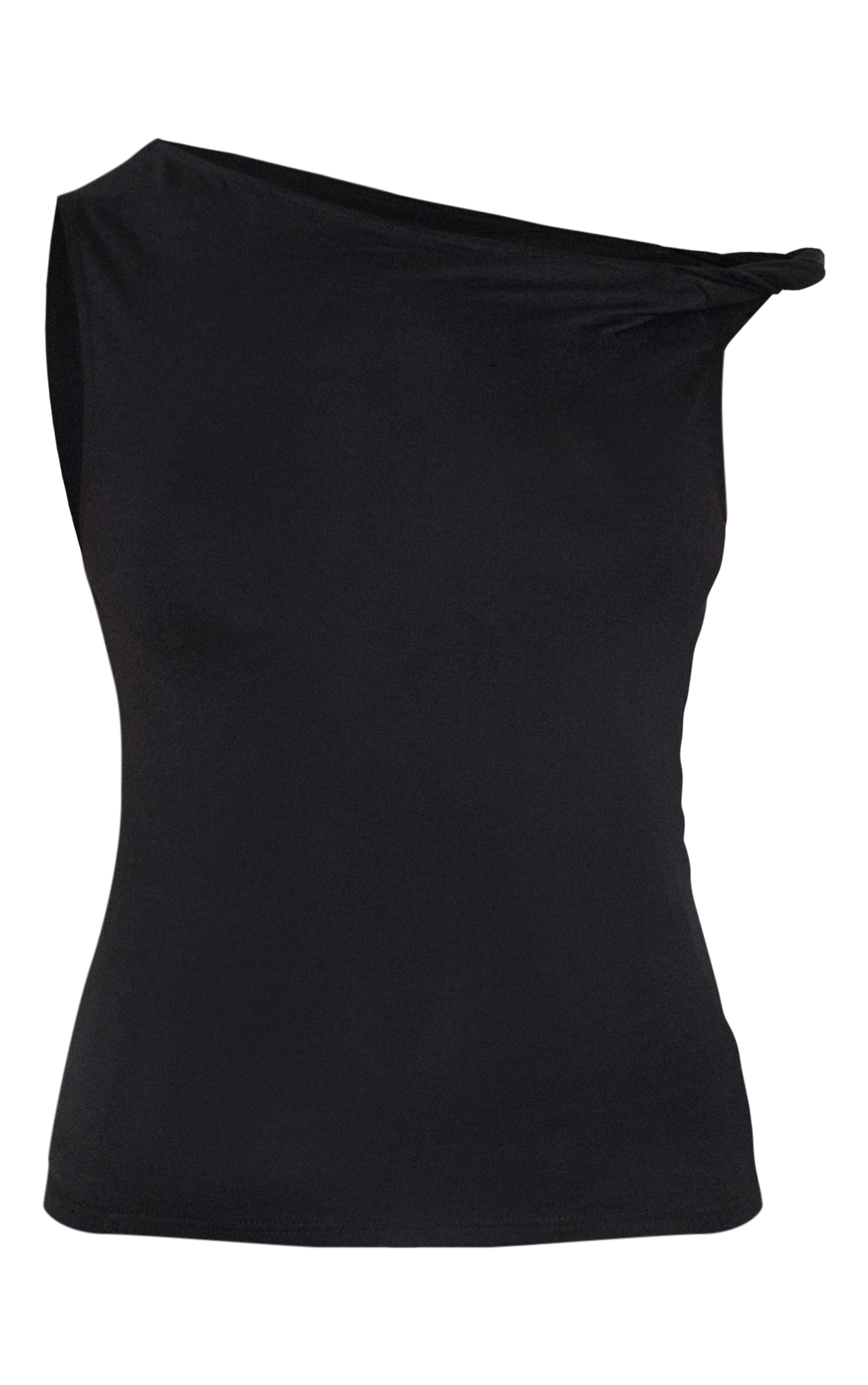 Black Soft Cotton Twist Detail Long Vest Top image 5