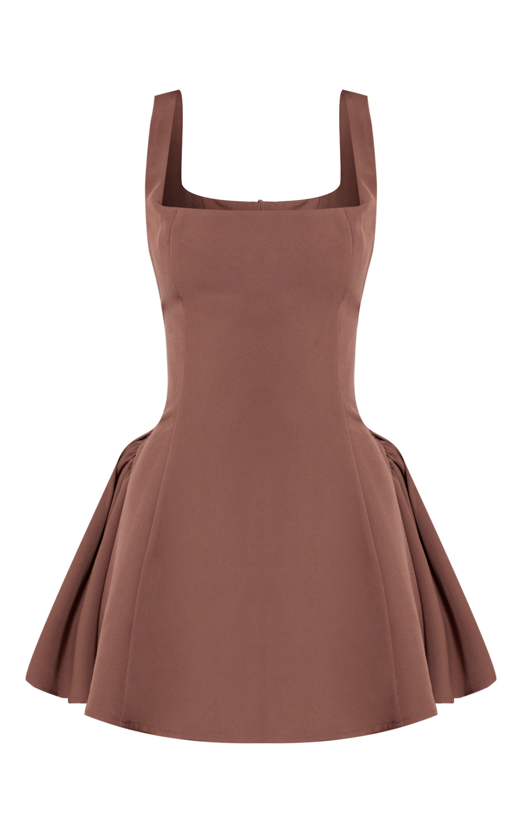 Mocha Woven Square Neck Shift Dress image 5