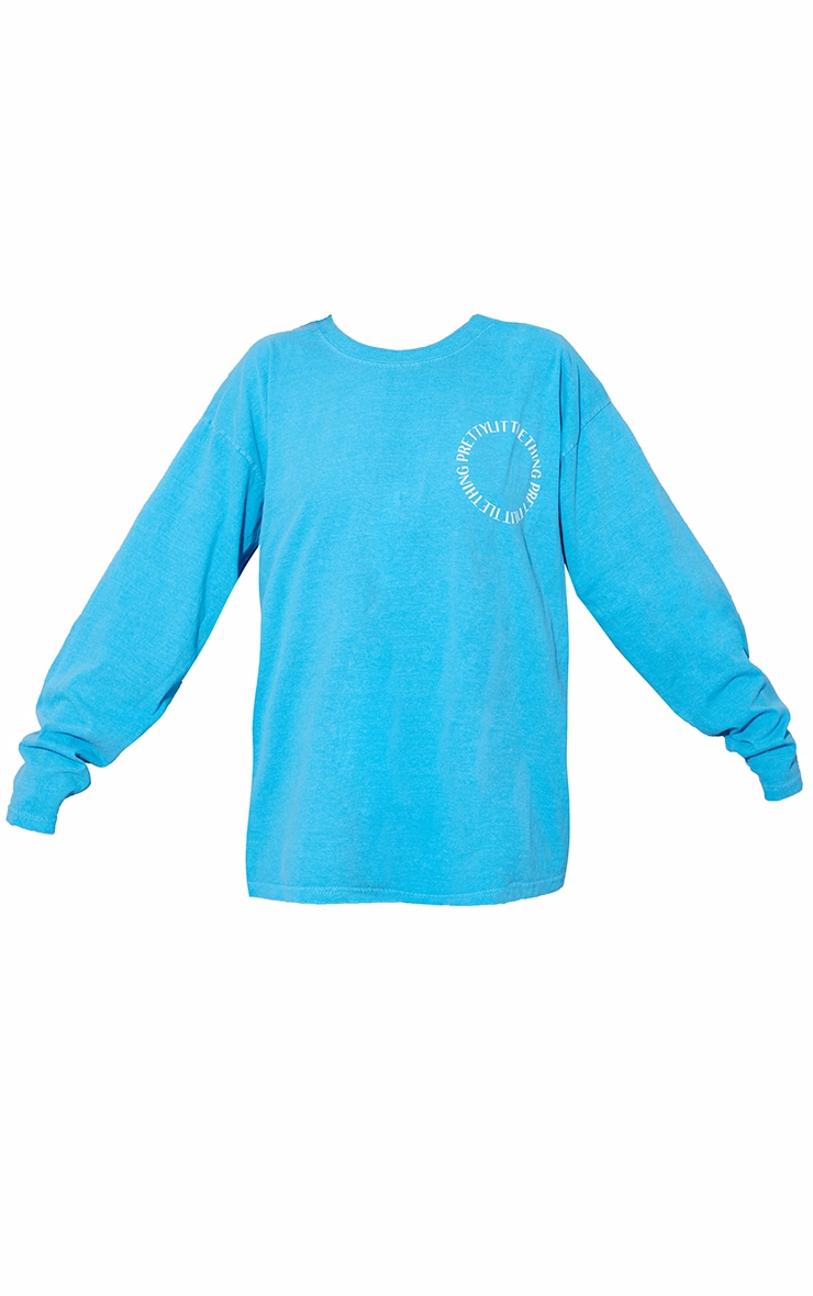 PRETTYLITTLETHING Bright Blue Washed Oversized Long Sleeve image 5