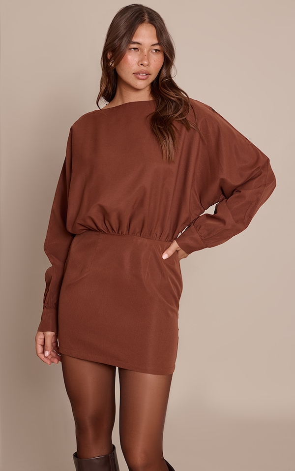 Chocolate Cotton Poplin Bodycon Dress