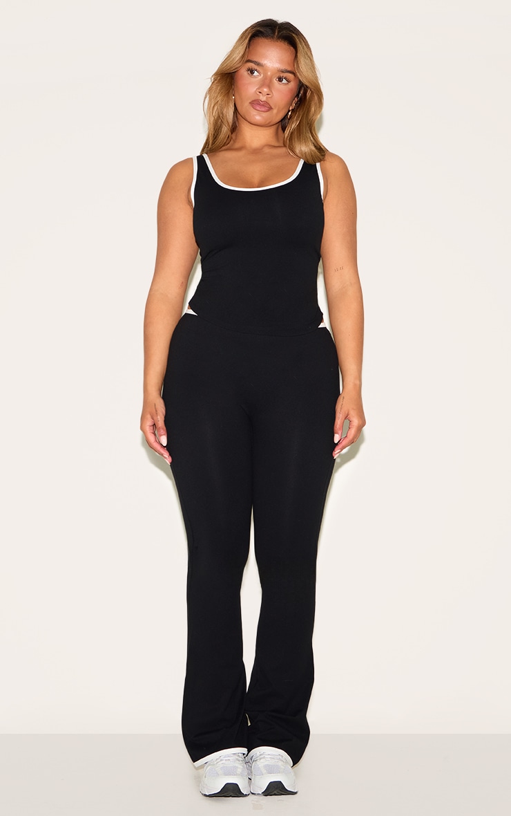 Shape Black Active Contrast Binding Longline Top image 3