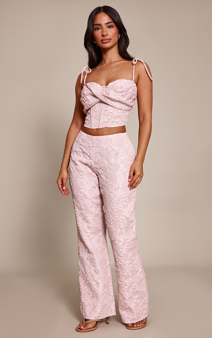 Petite Baby Pink Printed Twist Front Bandeau Top image 3