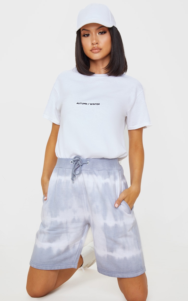 Short long en sweat tie & dye gris