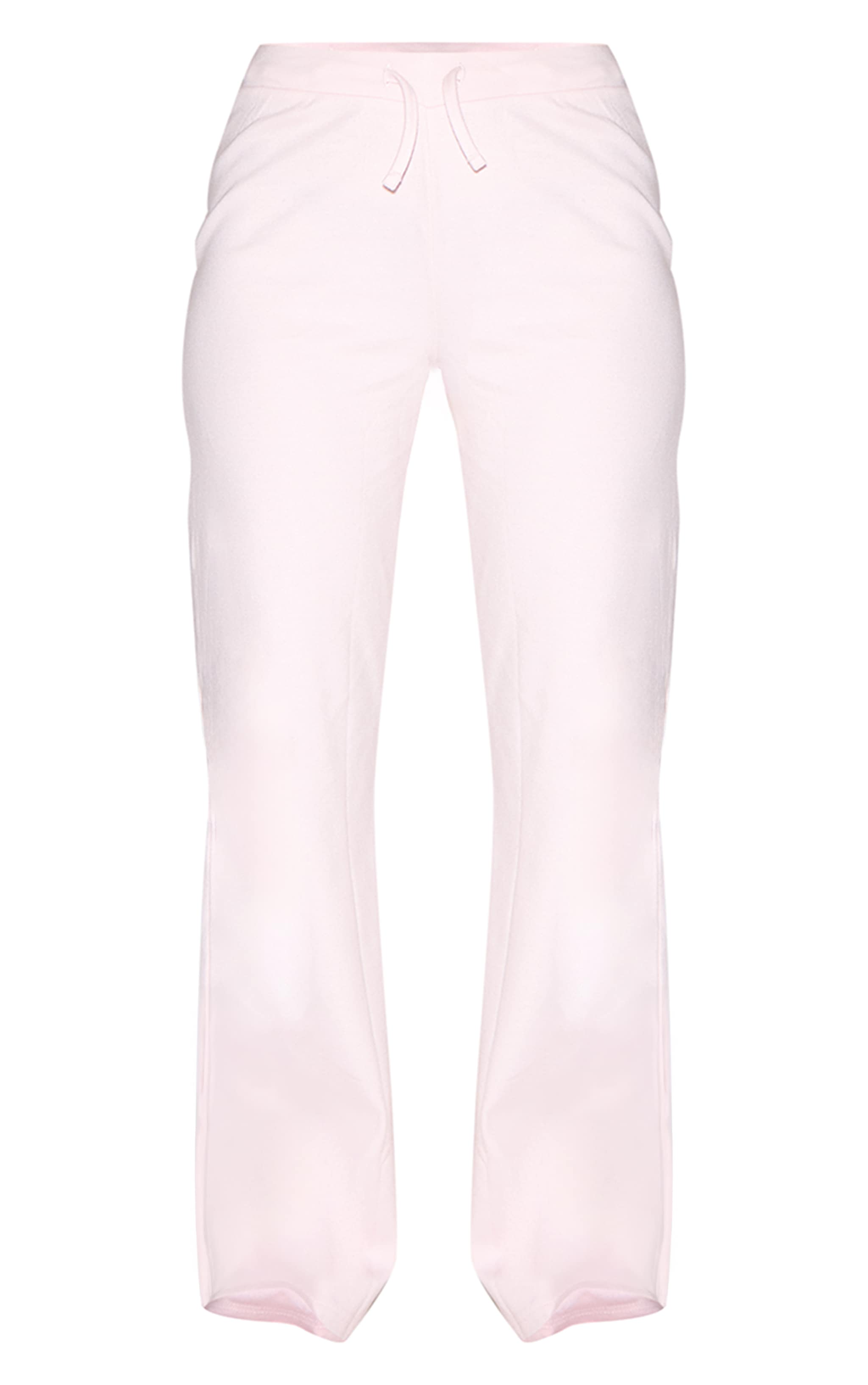 Baby Pink Low Rise Super Soft Skinny Flared Pants image 5
