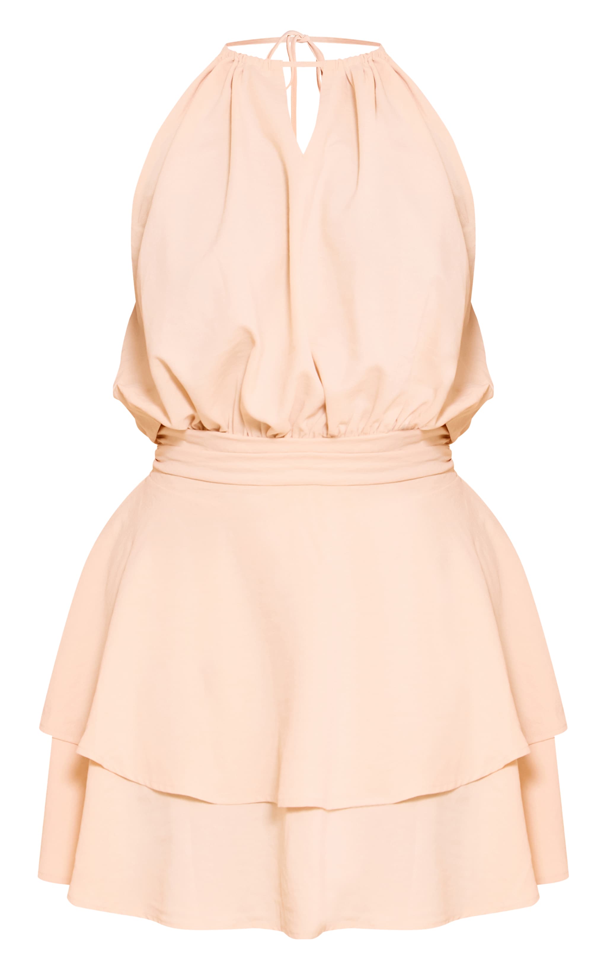 Shape Cream Hammered Satin Tiered Hem Mini Dress image 5
