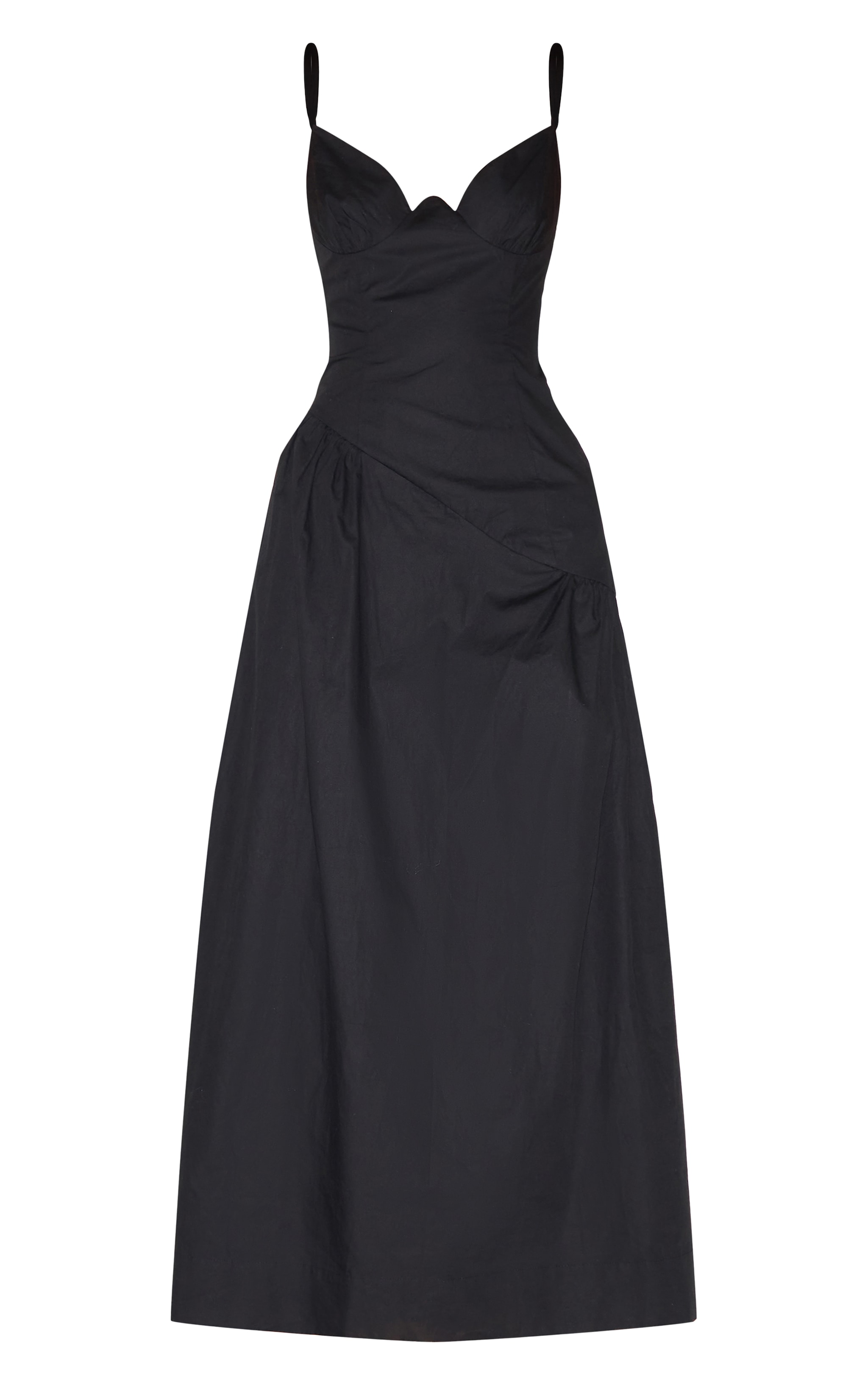 Black Plunge Asymmetric Detail Maxi Dress image 5