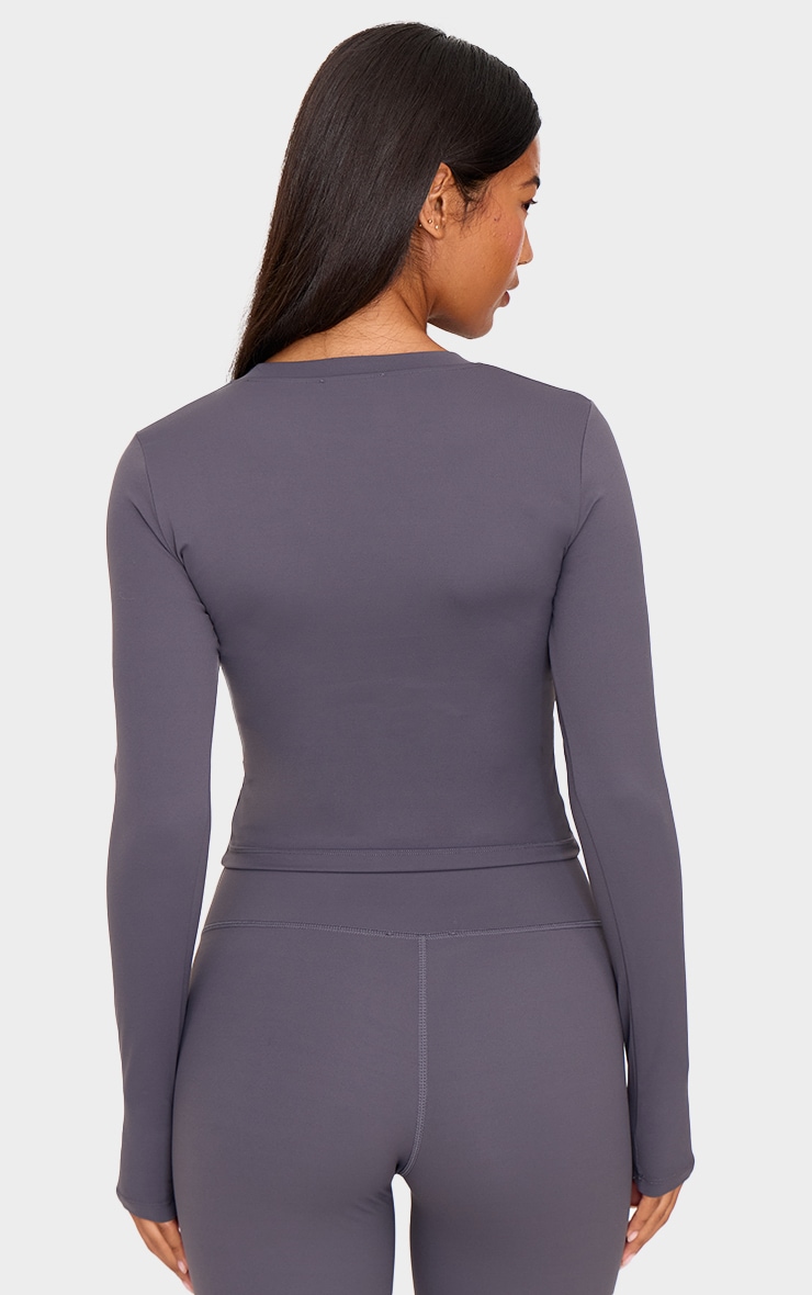 Charcoal Ultimate Sculpt Long Sleeve Crop Gym Top image 2