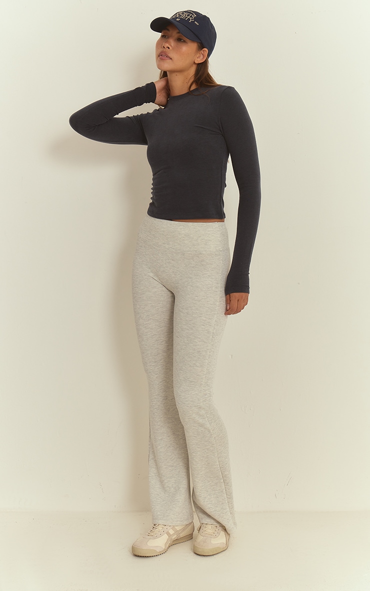 Navy Melange Soft Cotton Long Sleeve Top image 3