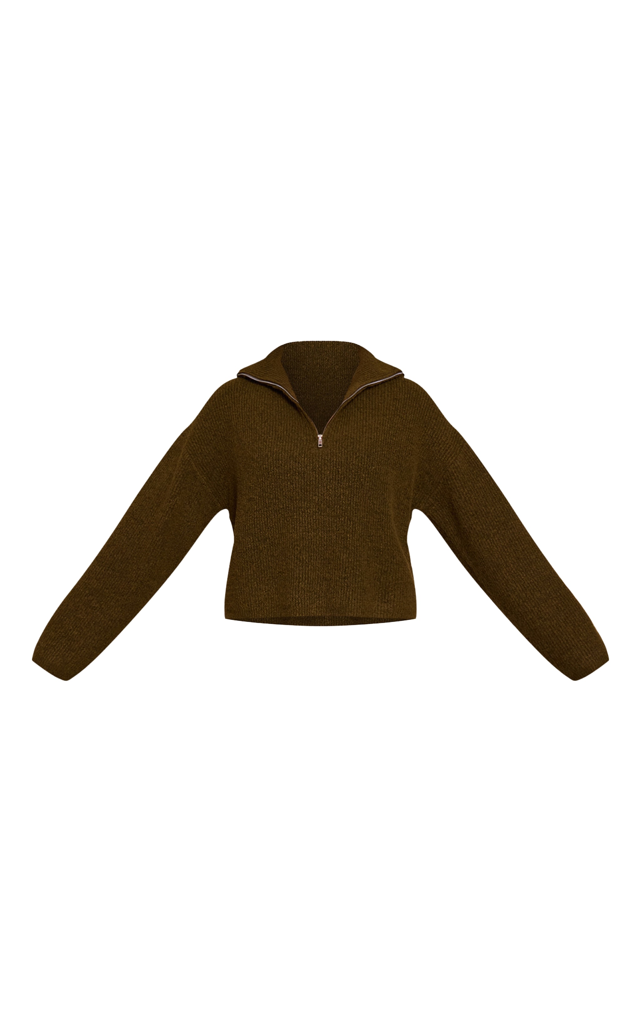 Khaki Half Zip Soft Knit Sweater image 5