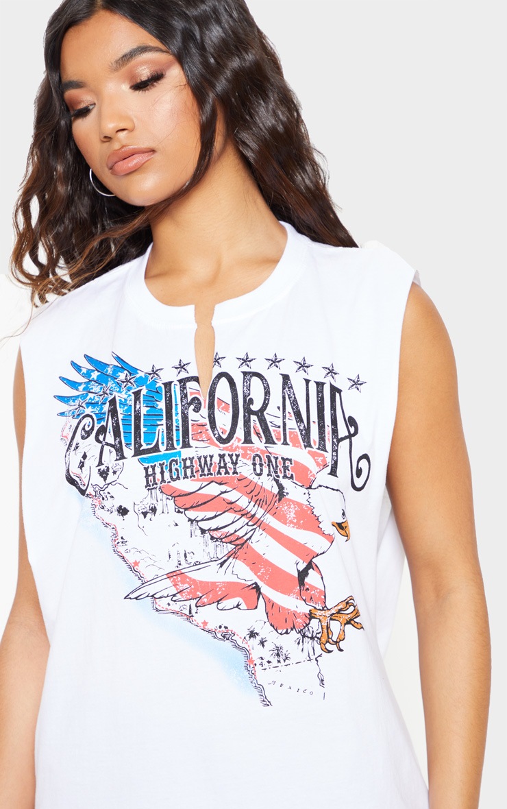 White California Slogan Oversized Vest image 5