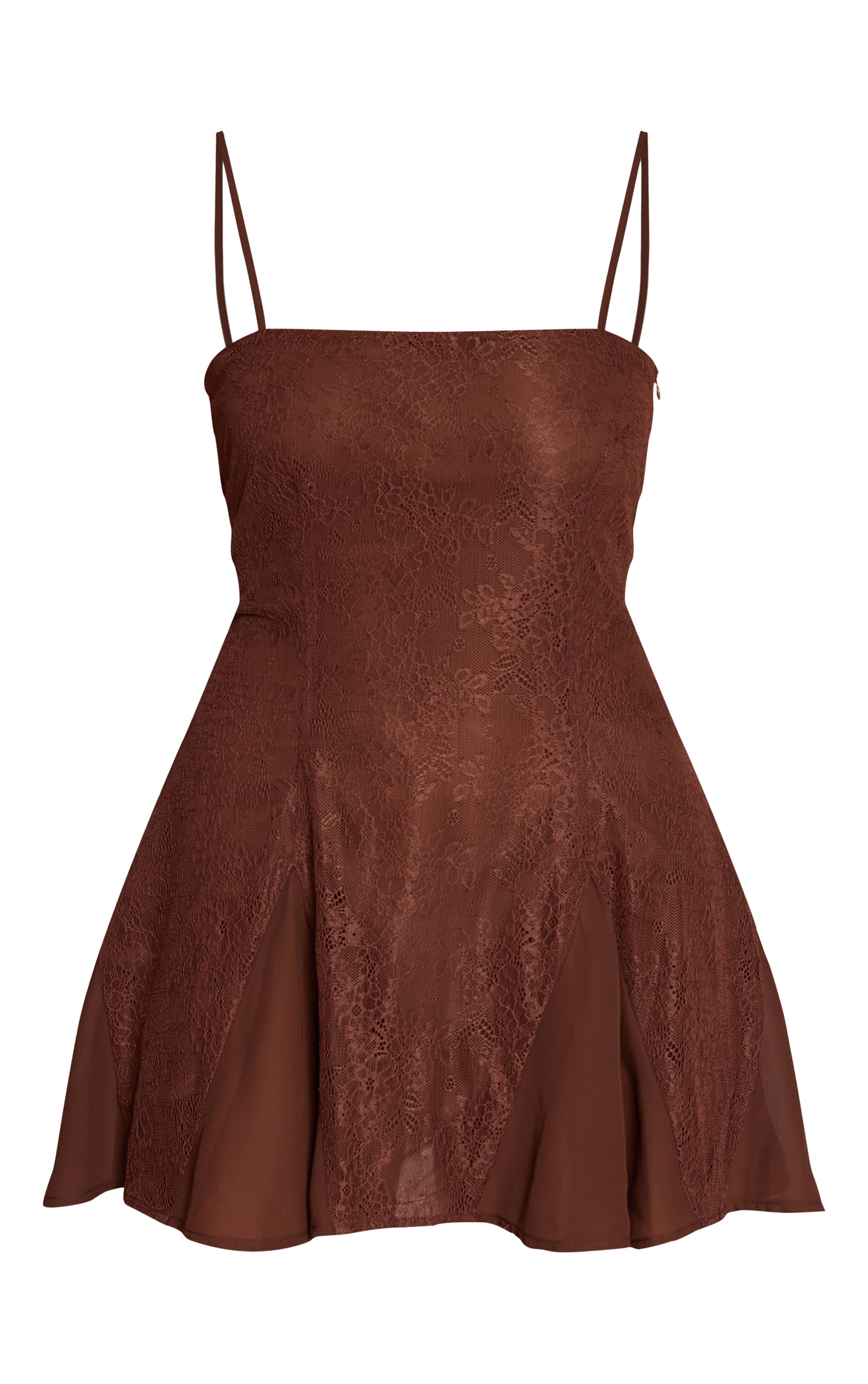 Chocolate Lace Square Neck Mini Shift Dress image 5