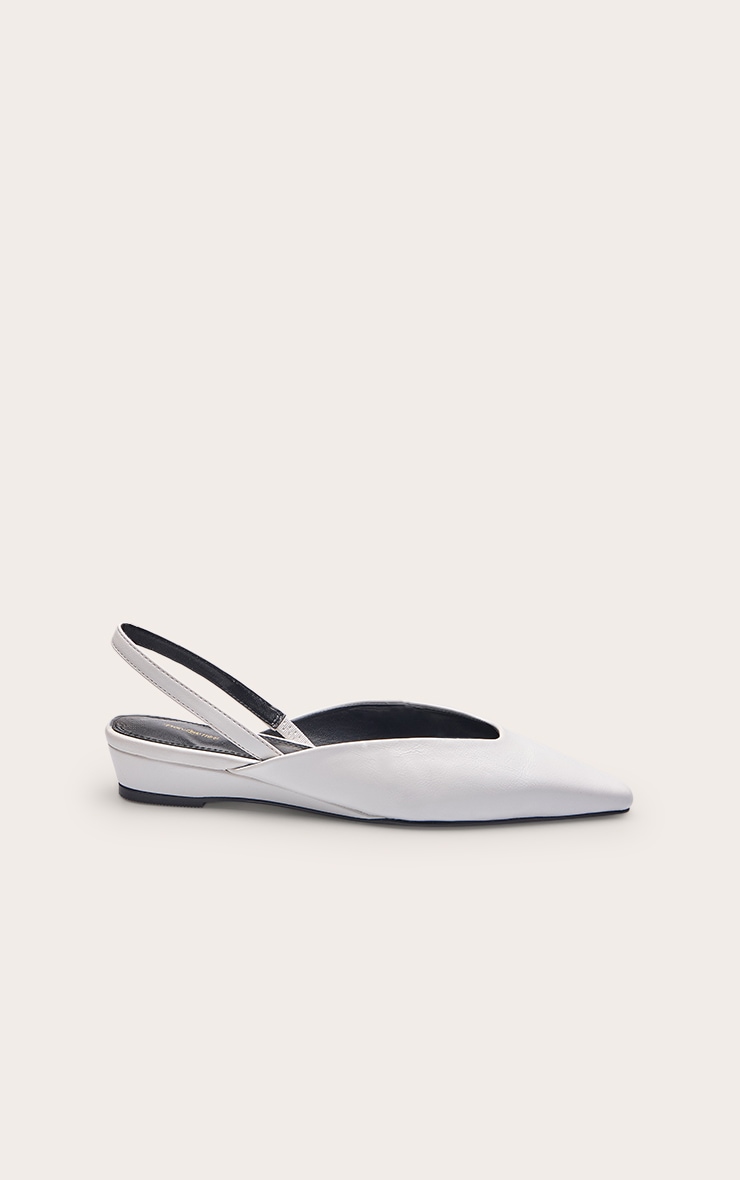 Cream Chiseled Toe Flat Kitten Wedge Mule image 2