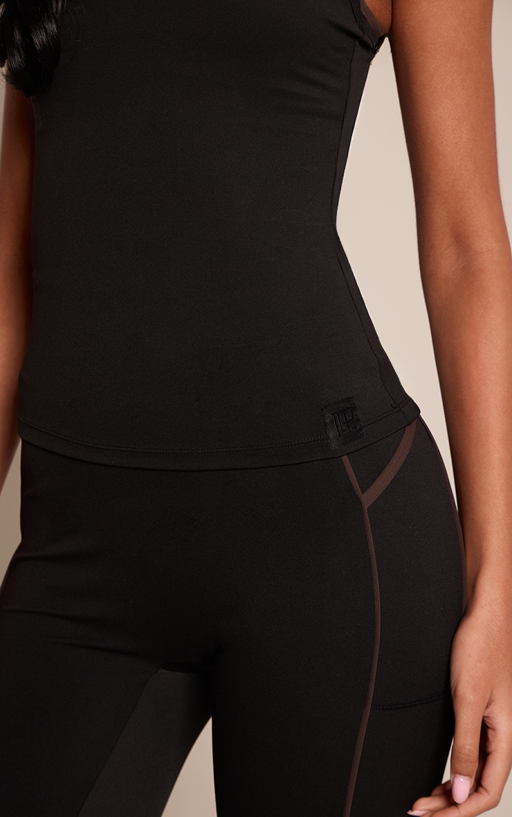 Tall Black Contrast PLT Tab Layered Double Strap Gym Vest image 4