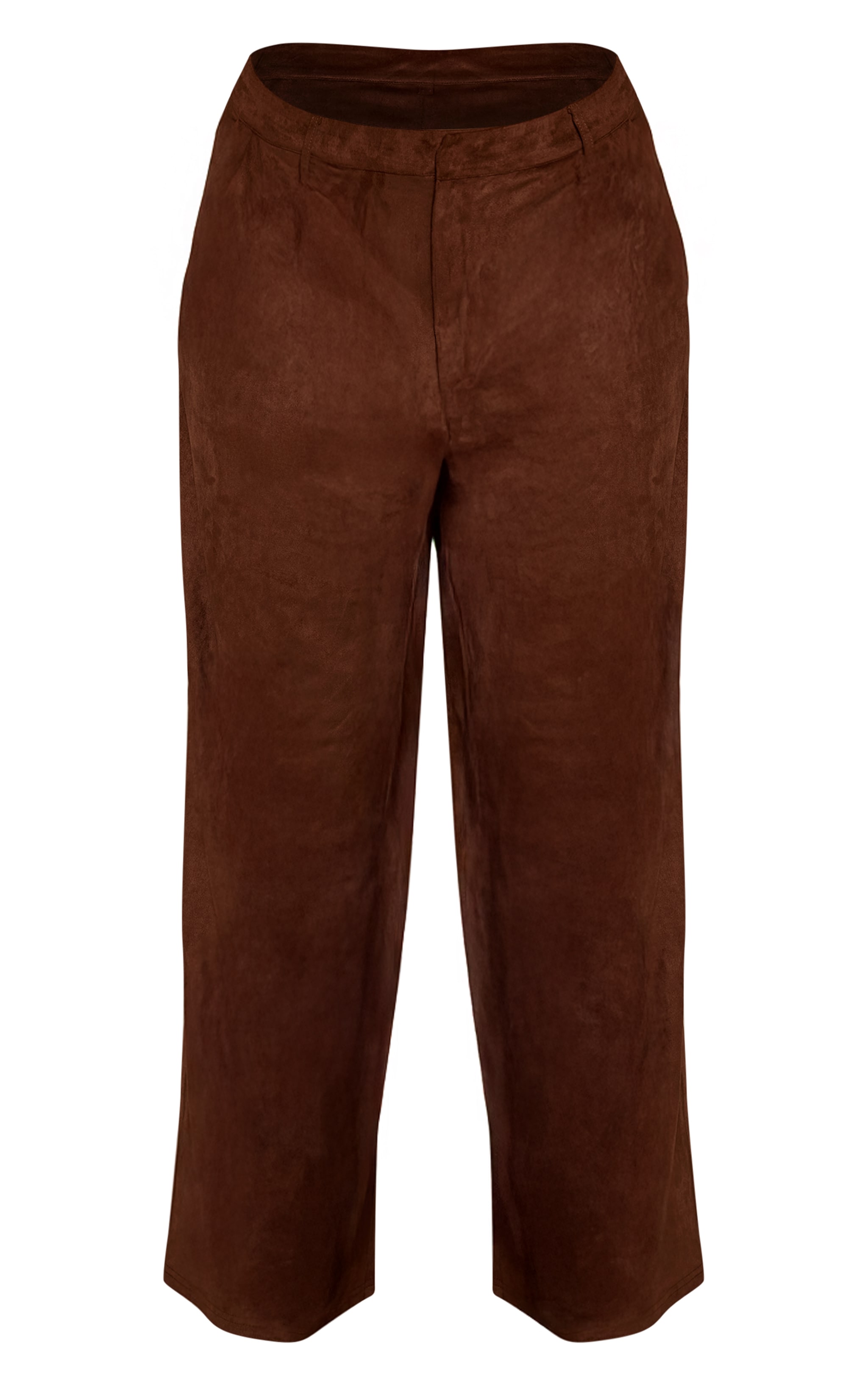 Plus Brown Faux Suede Tailored Trousers image 5