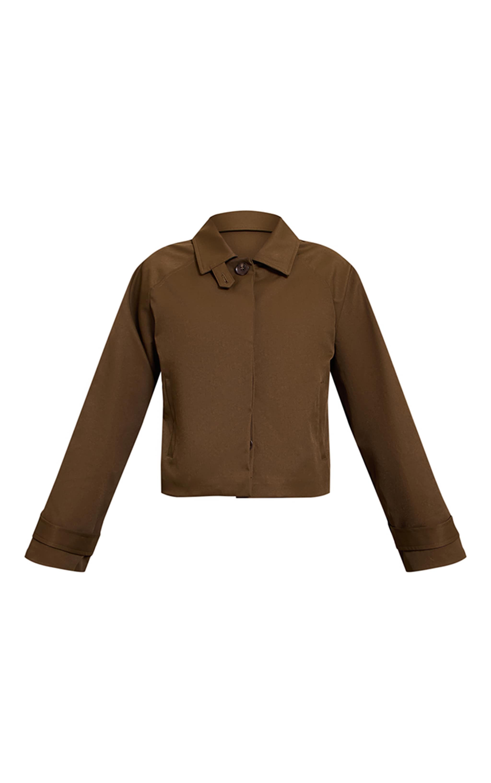 Khaki Long Sleeve Trench Style Jacket image 5