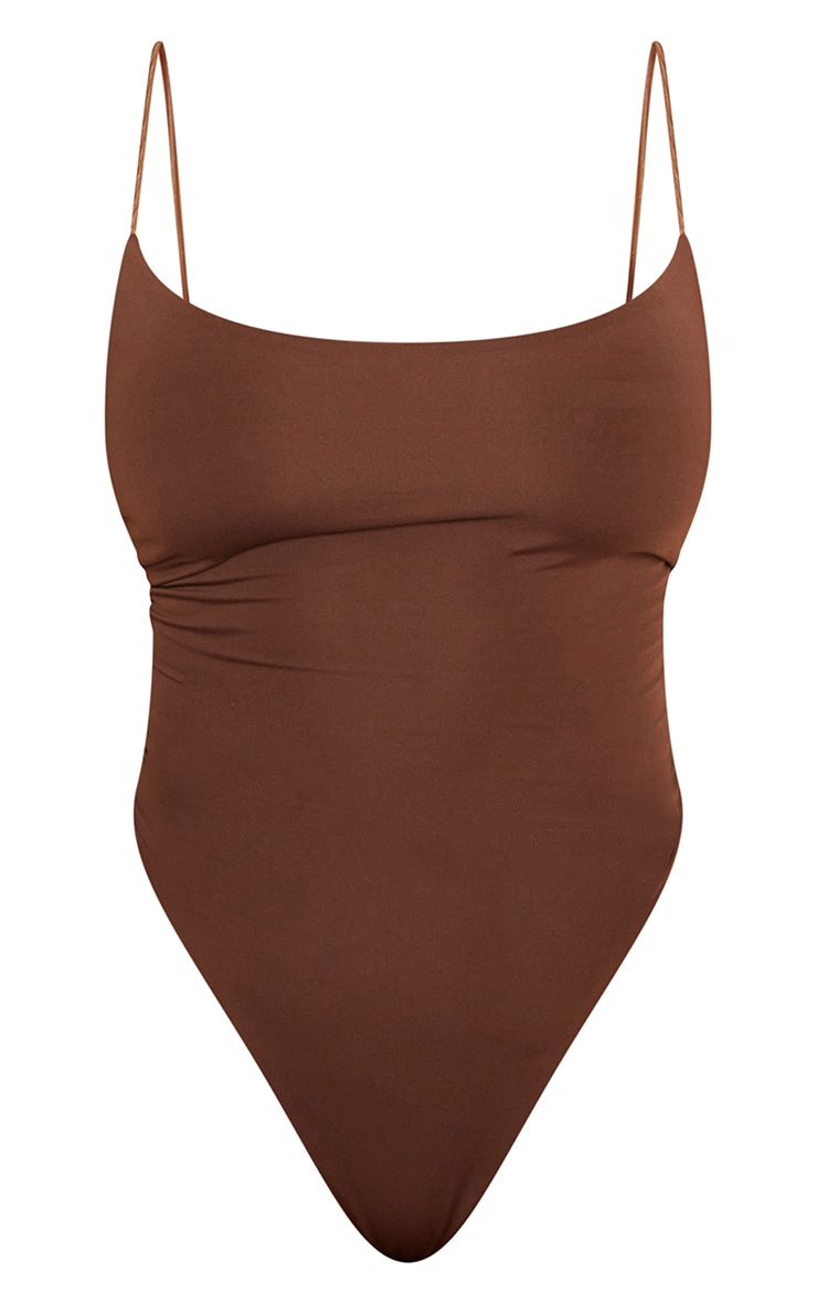 Shape Chocolate Brown Slinky Spaghetti Strap Bodysuit image 5