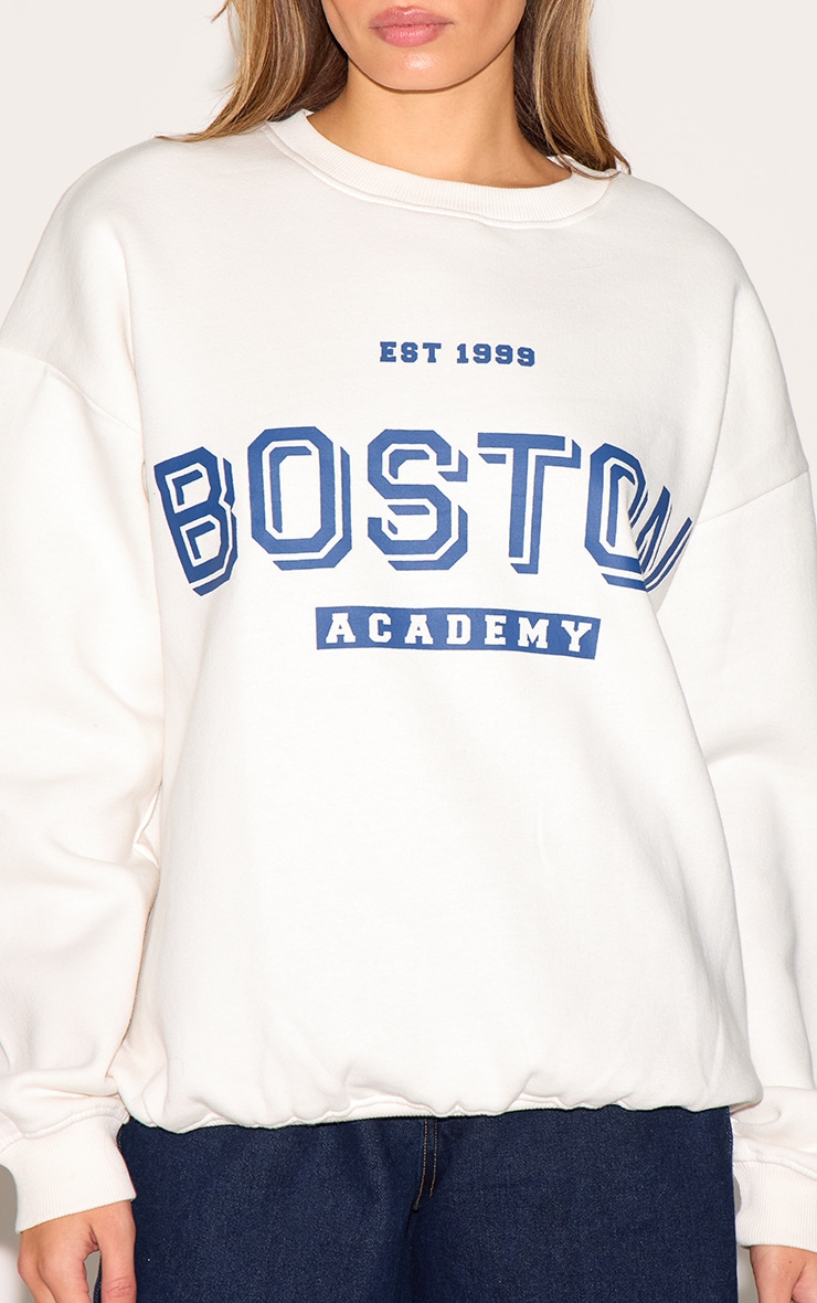 Cream Oversized Boston Print Sweatshirt image 4