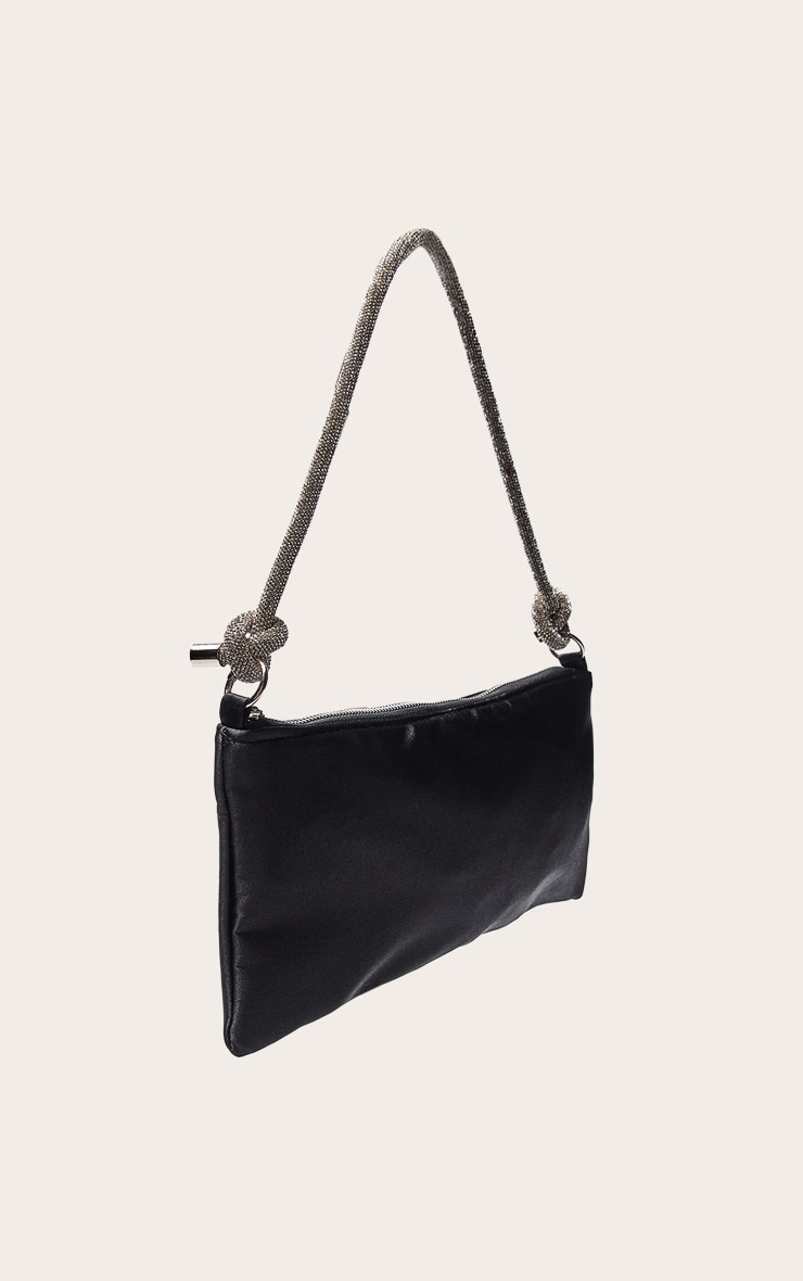 Sac à main satiné noir à anse paillettée image 3