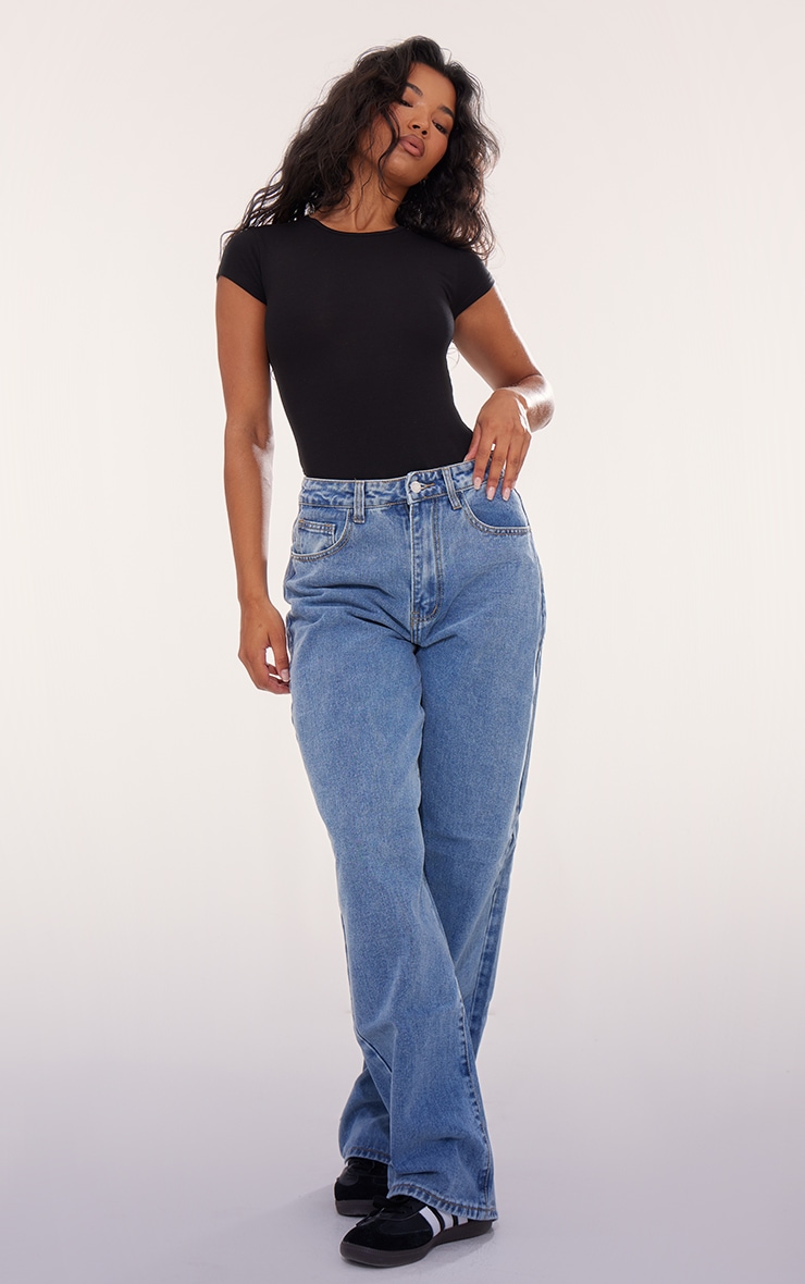 Black Modal Cotton T Shirt Bodysuit image 3
