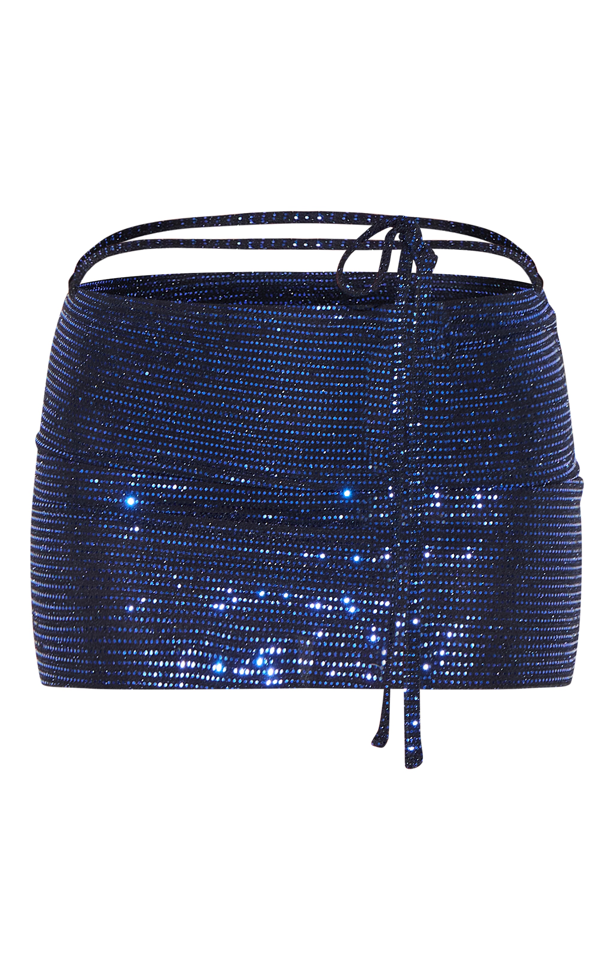 Mini-jupe à paillettes texturées bleues et détail lacets image 6