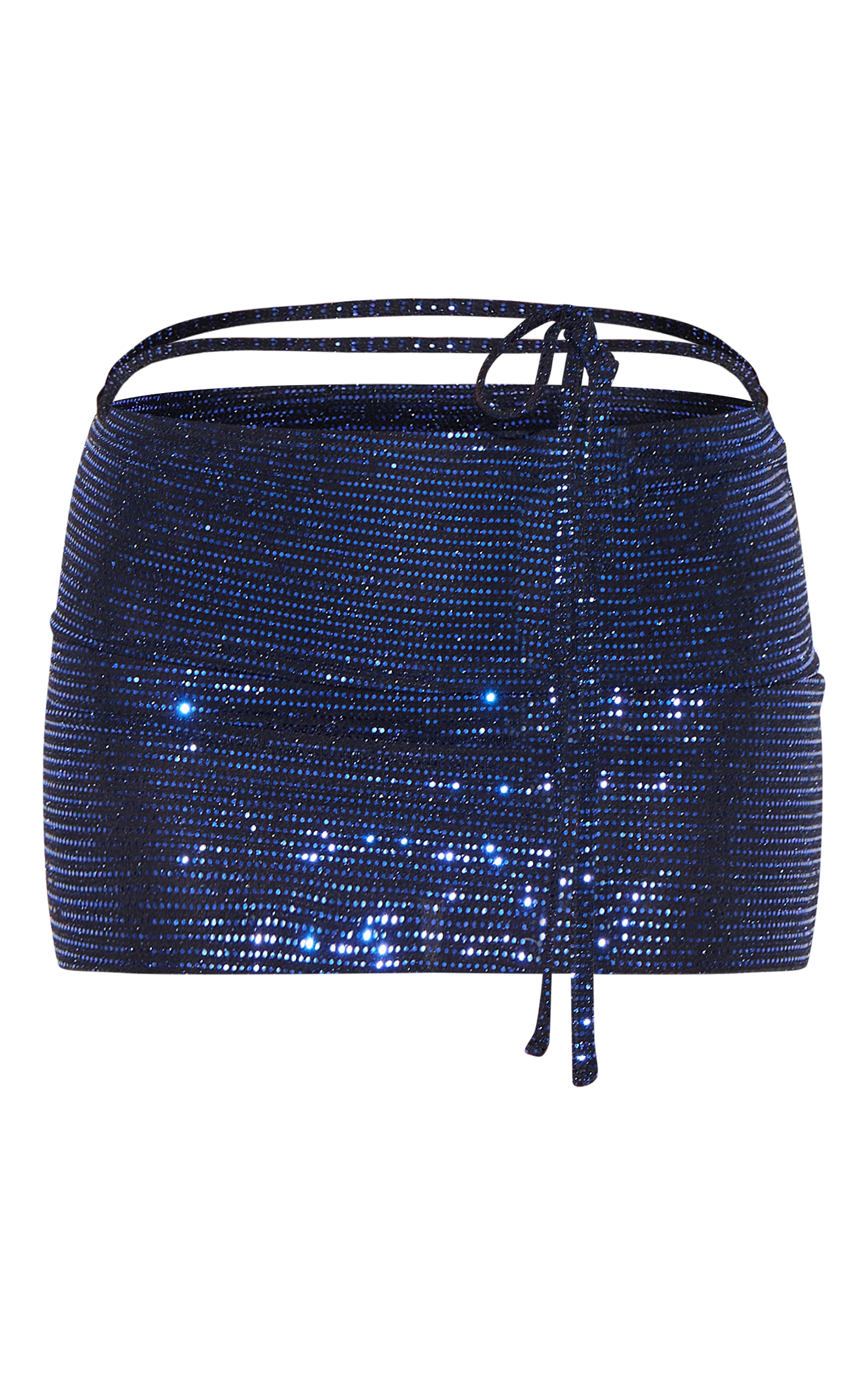 Blue Glitter Lurex Lace Up Detail Mini Skirt image 6