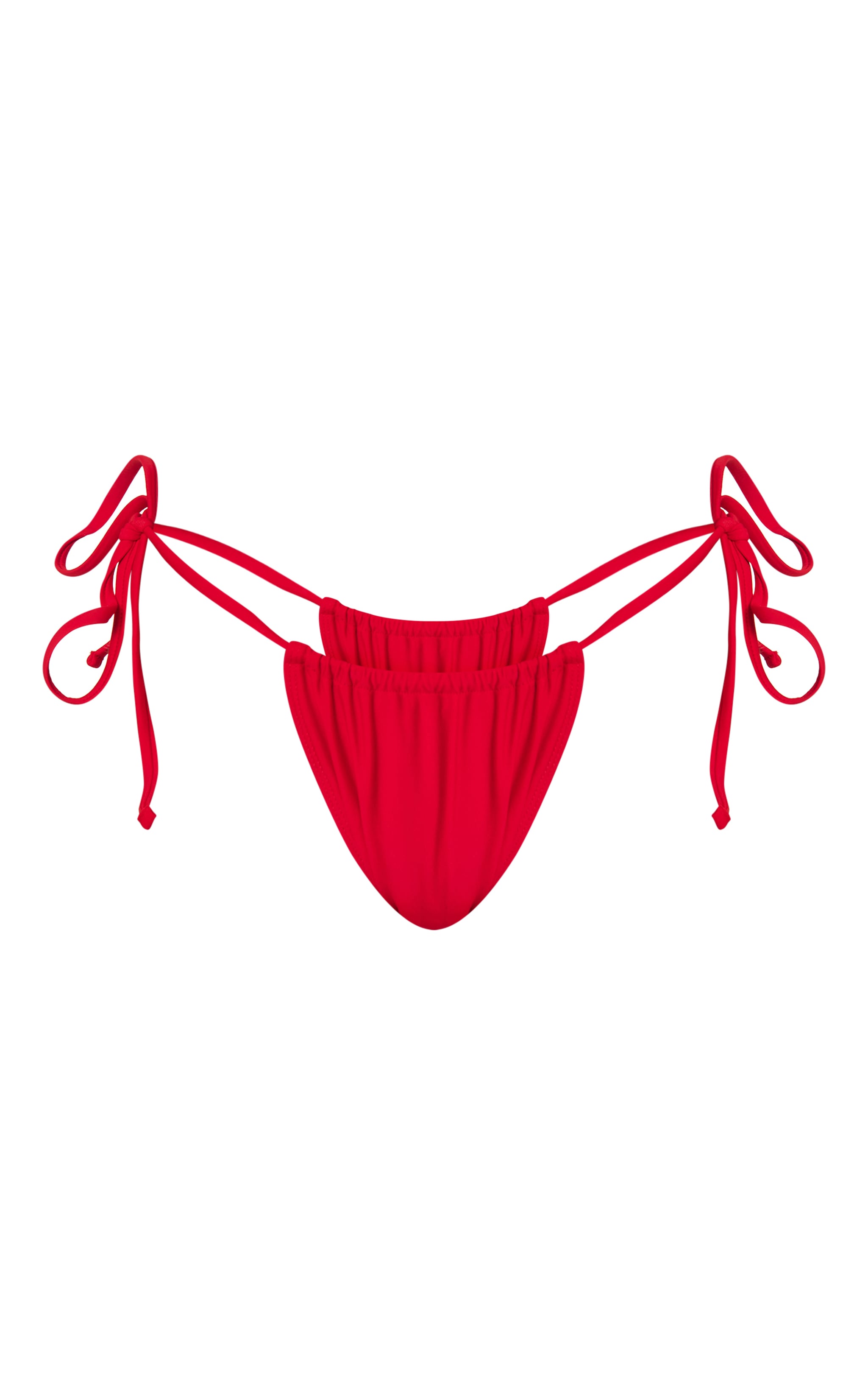 Red Tie Side Ruched Bikini Bottoms image 5