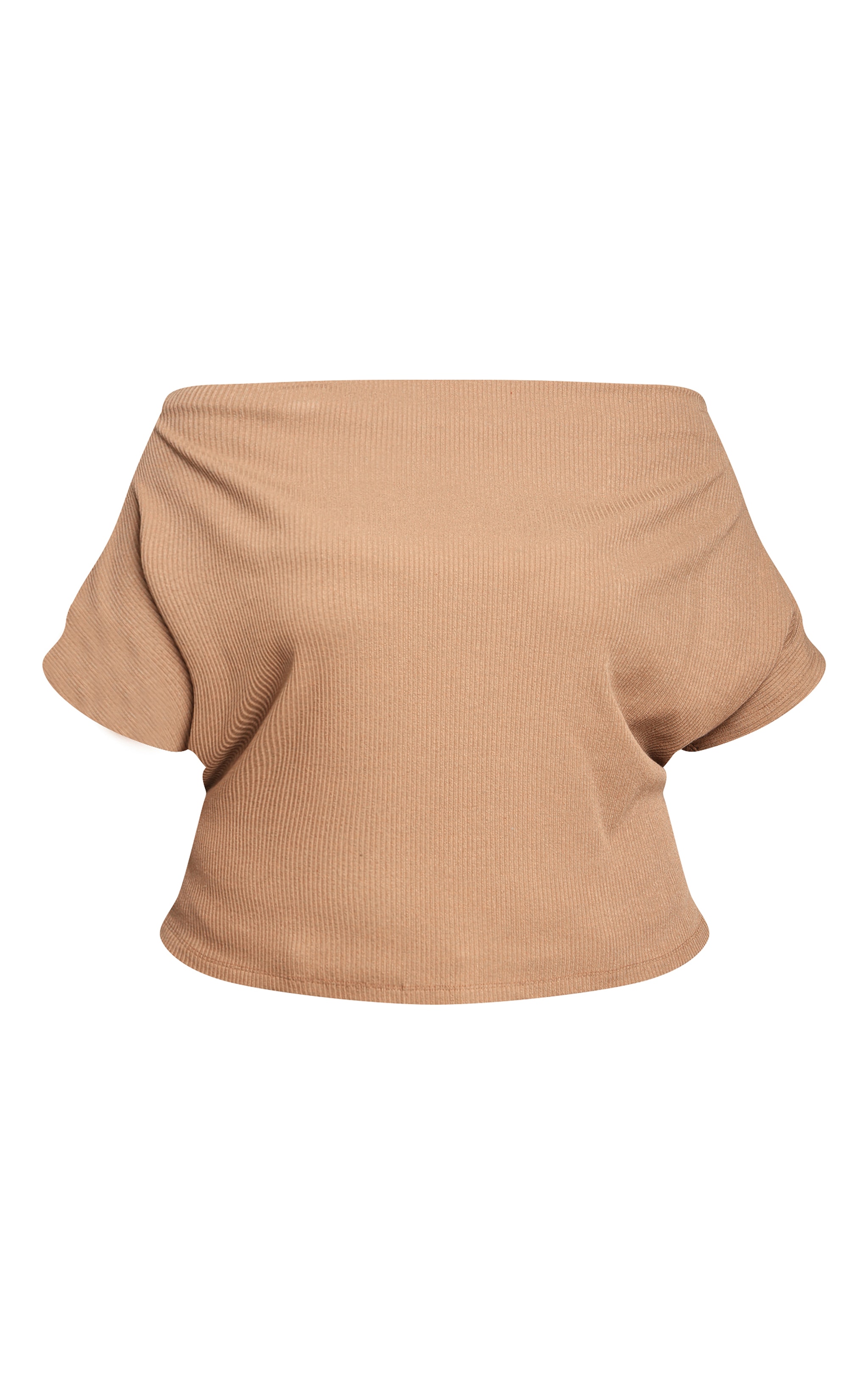 Plus Tan Thick Rib Asymmetric Slouchy Long Top image 5